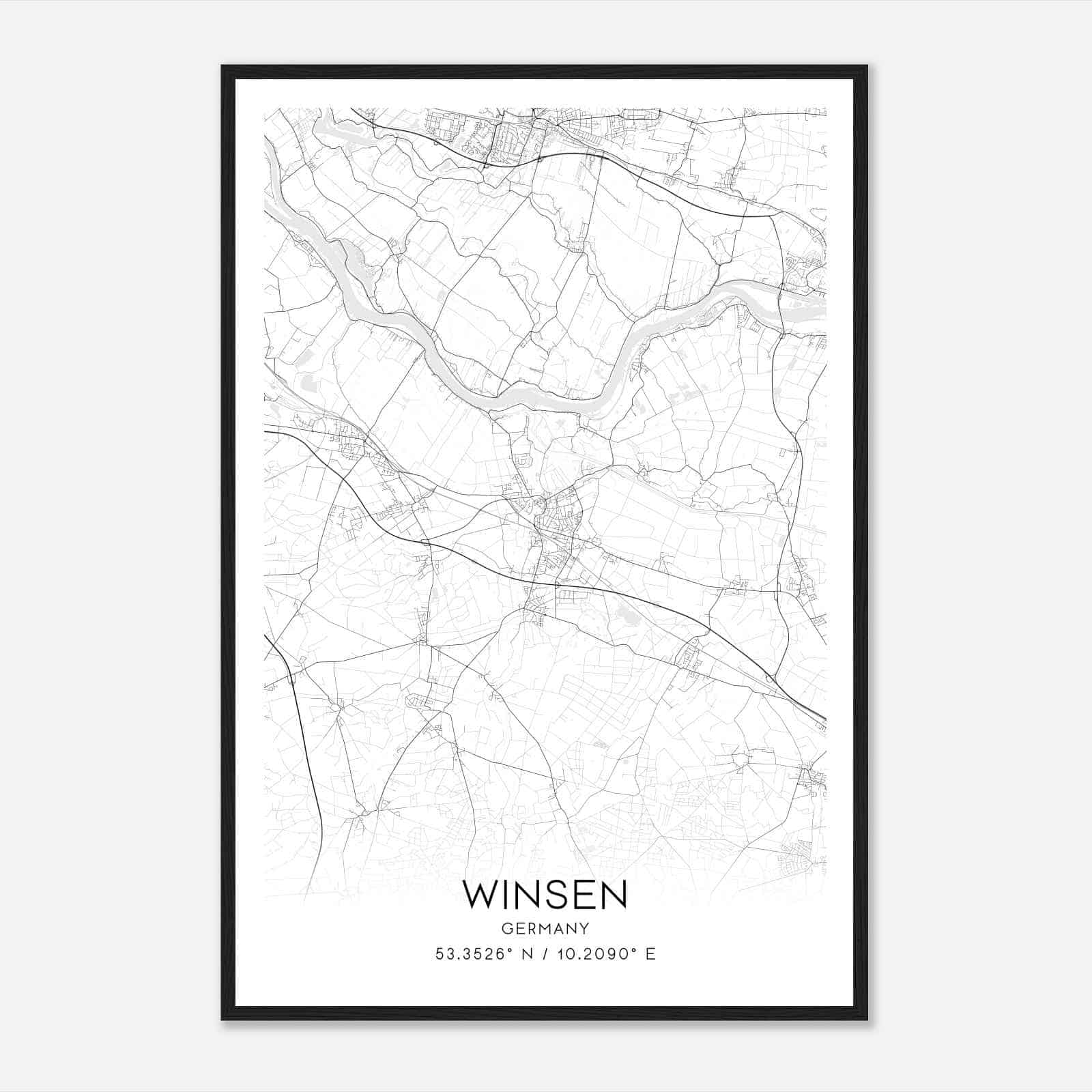 Winsen Germany Map Poster, Modern Home Decor Wall Art Print