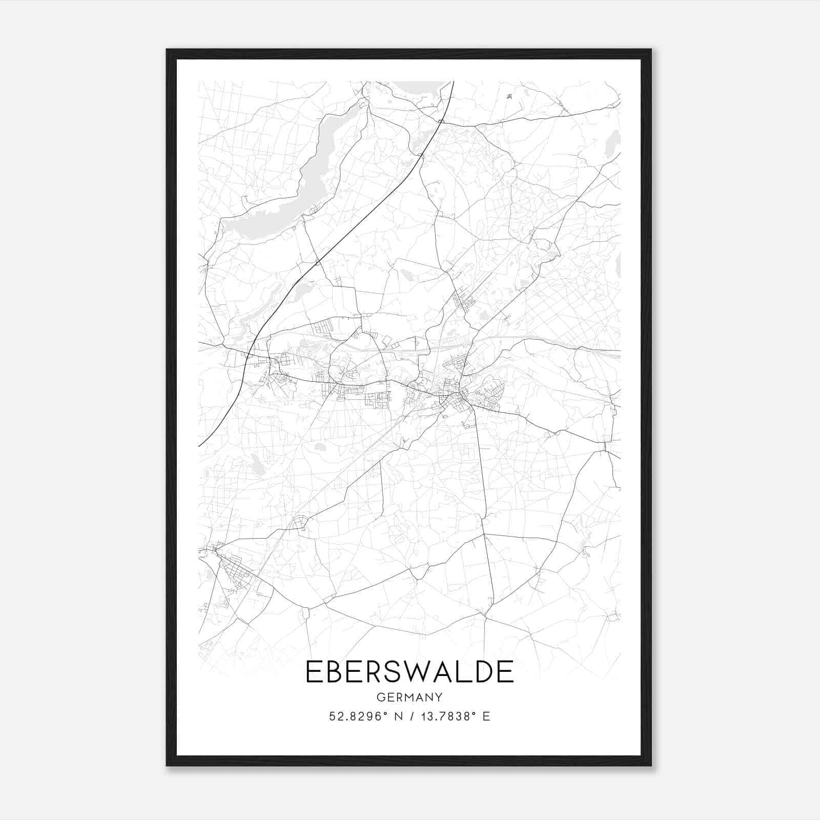 Eberswalde Germany Map Poster, Modern Home Decor Wall Art Print