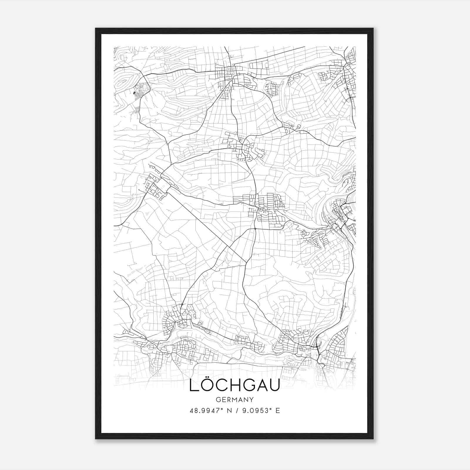 Lochgau Germany Map Poster, Modern Home Decor Wall Art Print