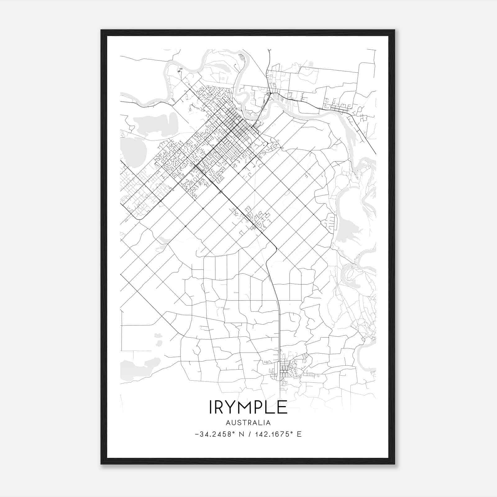 Irymple Australia Map Poster, Modern Home Decor Wall Art Print