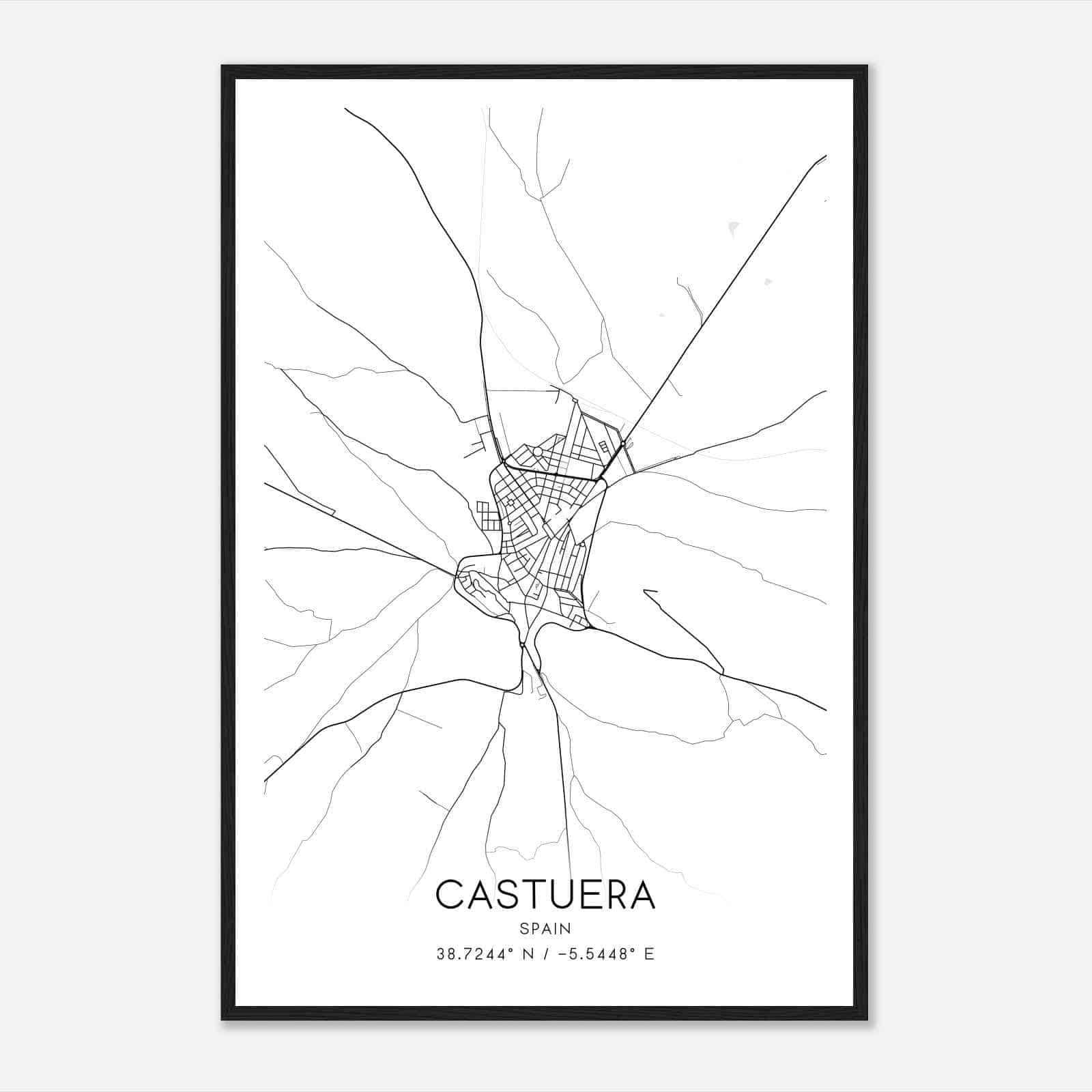 Castuera Spain Map Poster, Modern Home Decor Wall Art Print