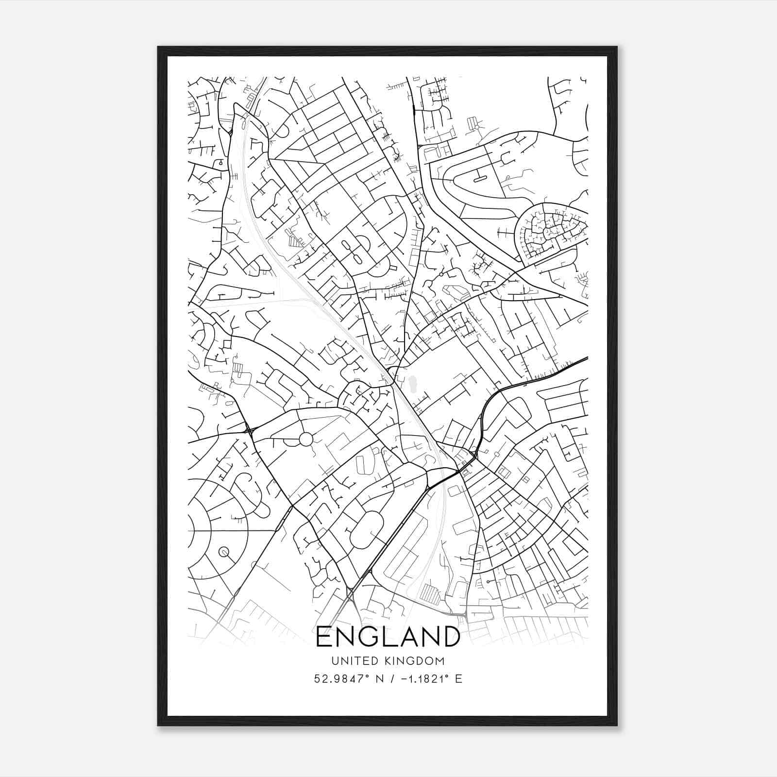 Basford United Kingdom Map Poster, Modern Home Decor Wall Art Print