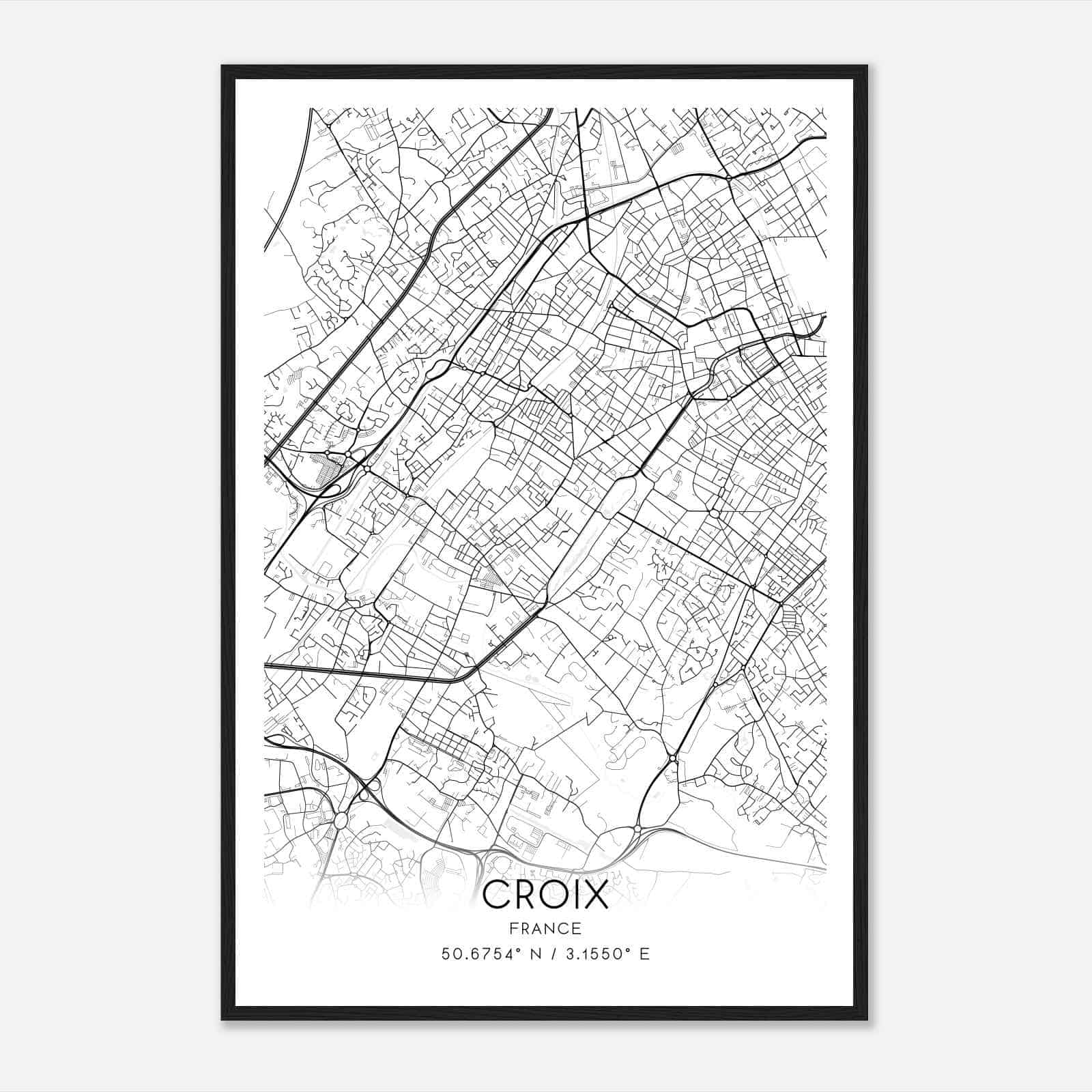 Croix France Map Poster, Modern Home Decor Wall Art Print