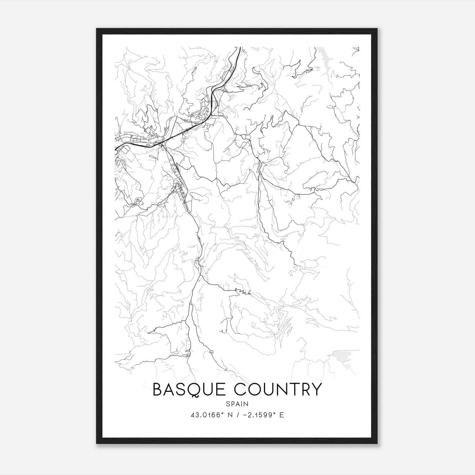 Lazcano Spain Map Poster, Modern Home Decor Wall Art Print