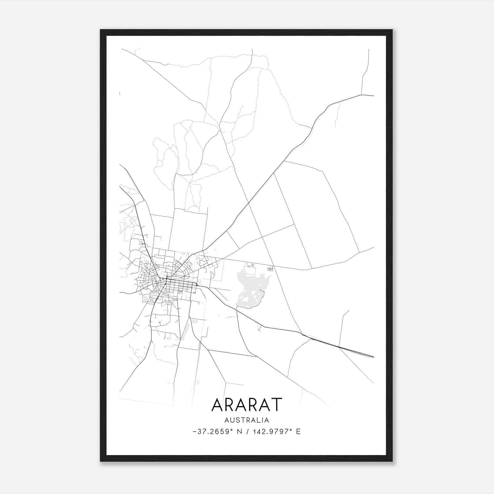 Ararat Australia Map Poster, Modern Home Decor Wall Art Print