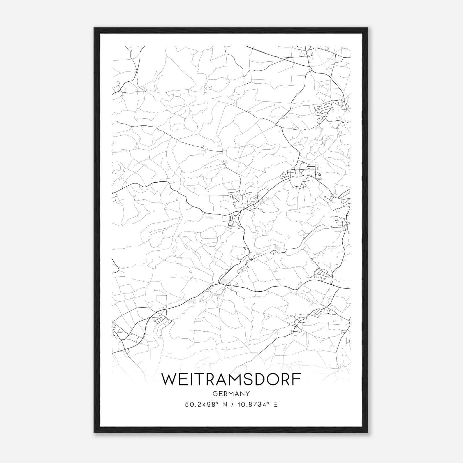 Weitramsdorf Germany Map Poster, Modern Home Decor Wall Art Print