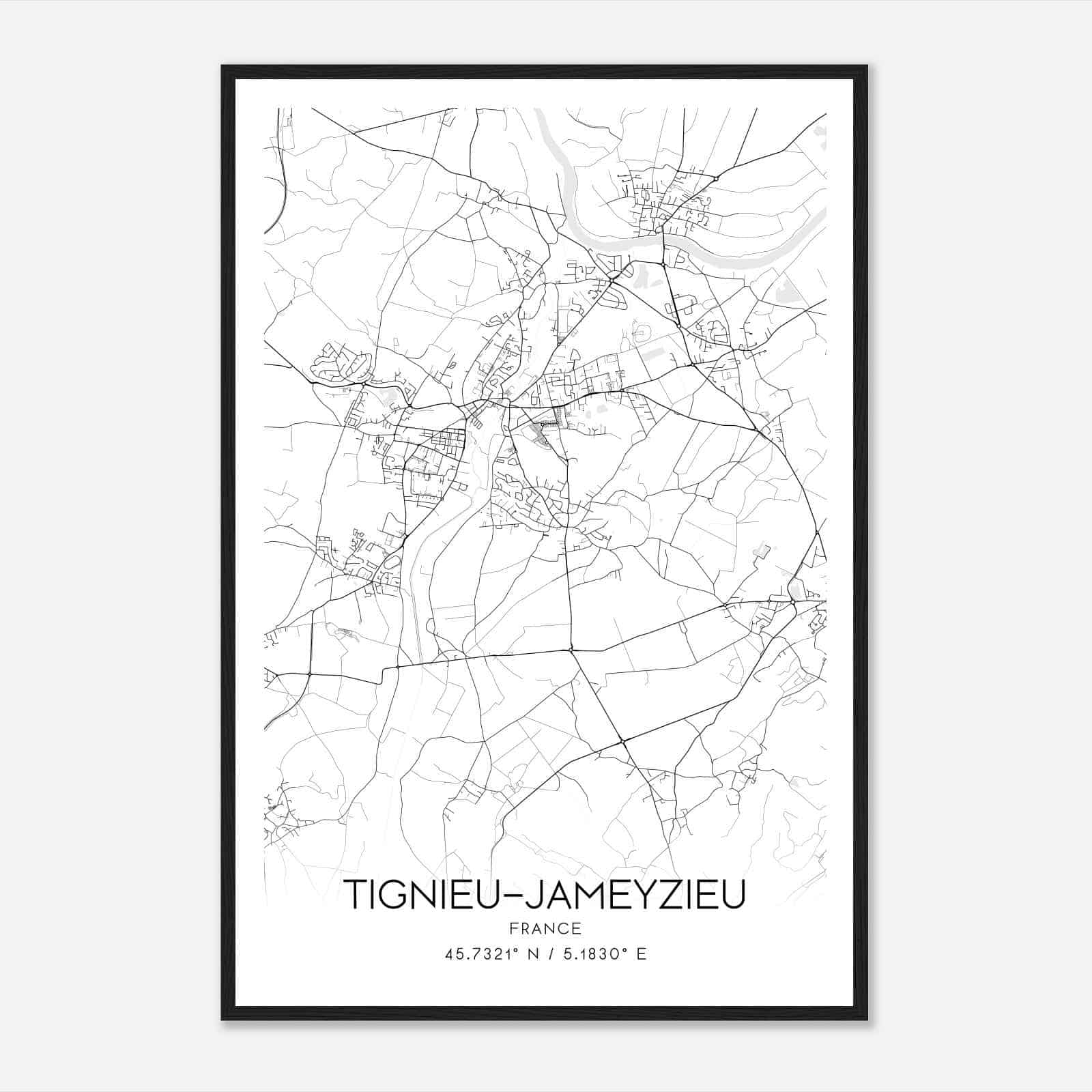 Tignieu France Map Poster, Modern Home Decor Wall Art Print