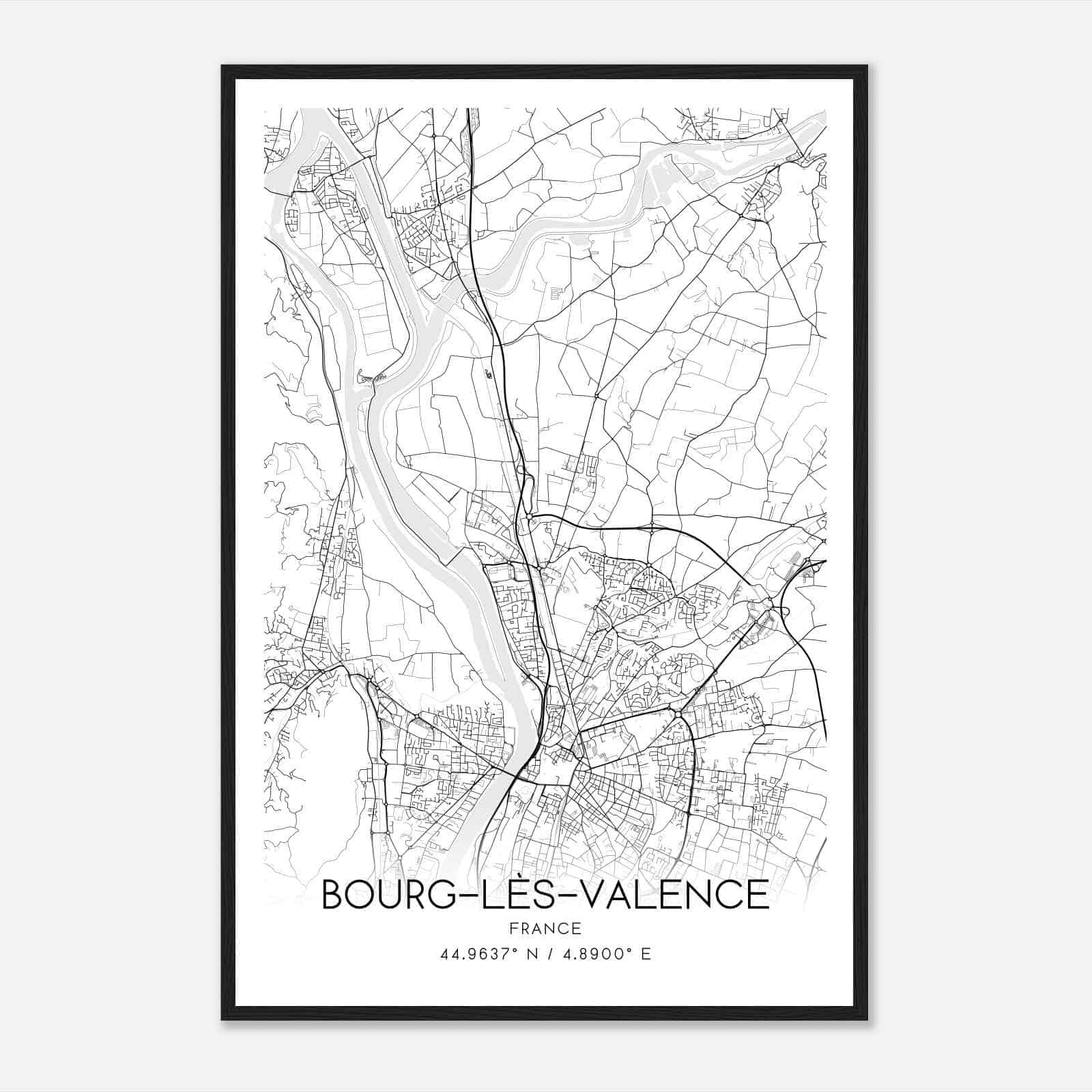 Bourg-les-Valence France Map Poster, Modern Home Decor Wall Art Print