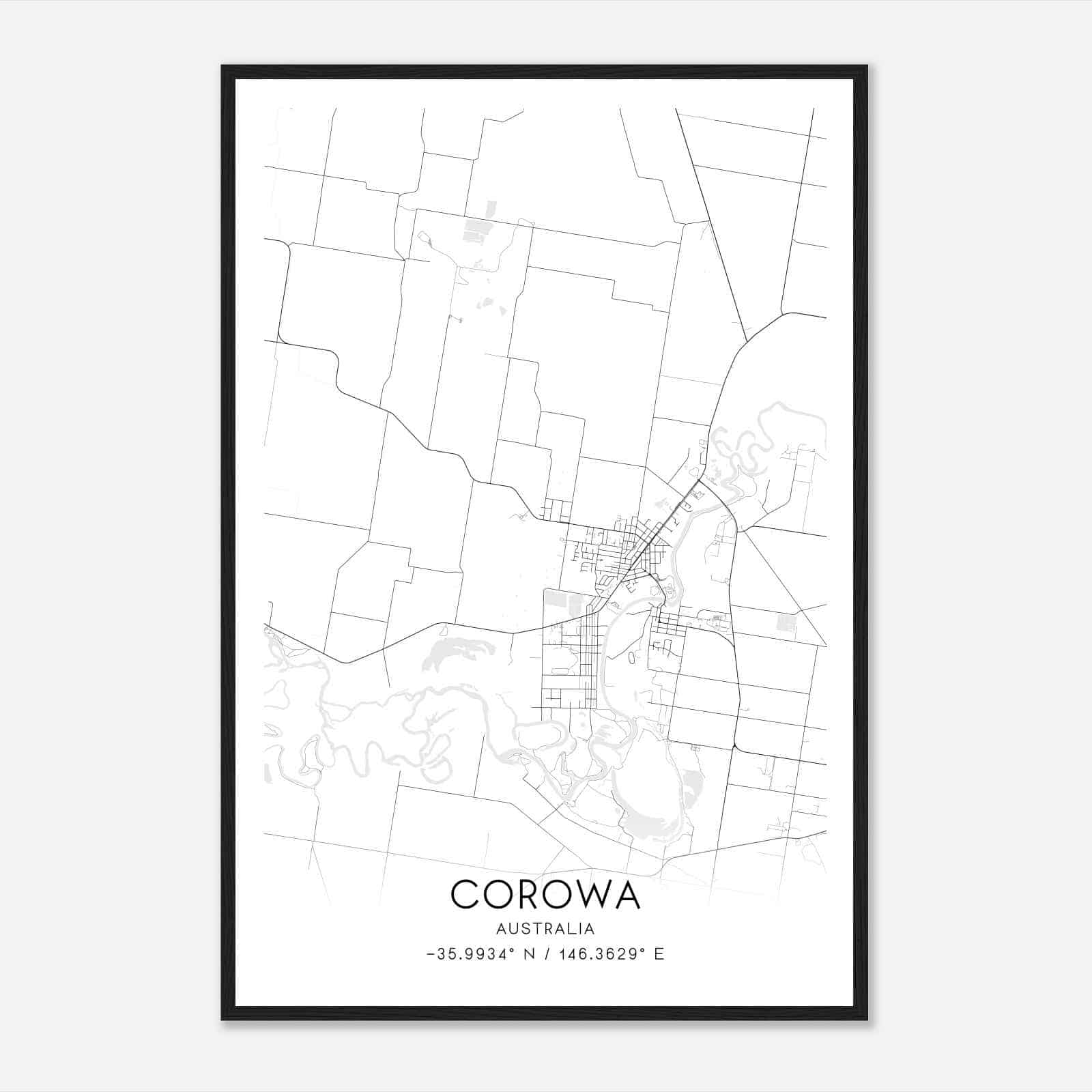 Corowa Australia Map Poster, Modern Home Decor Wall Art Print