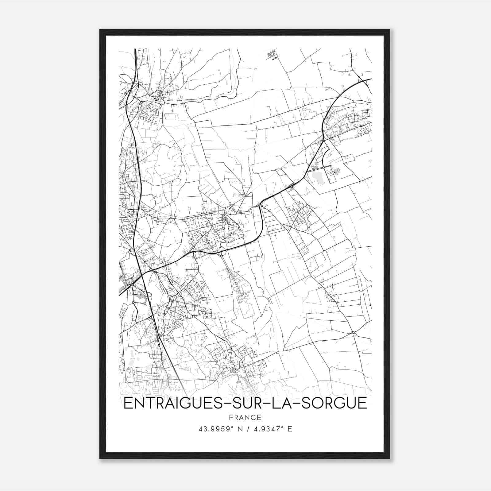 Entraigues-sur-la-Sorgue France Map Poster, Modern Home Decor Wall Art Print