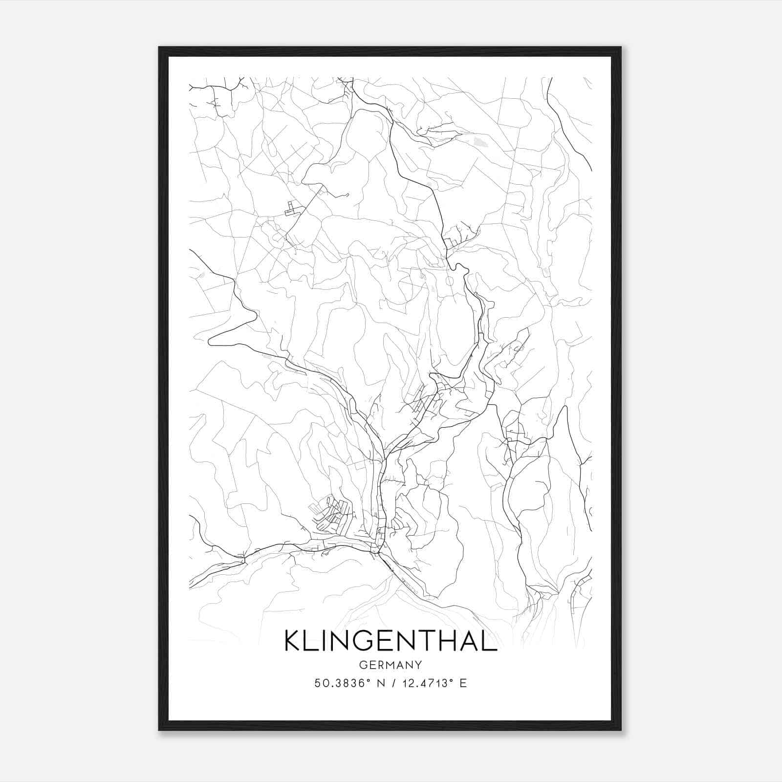 Klingenthal Germany Map Poster, Modern Home Decor Wall Art Print