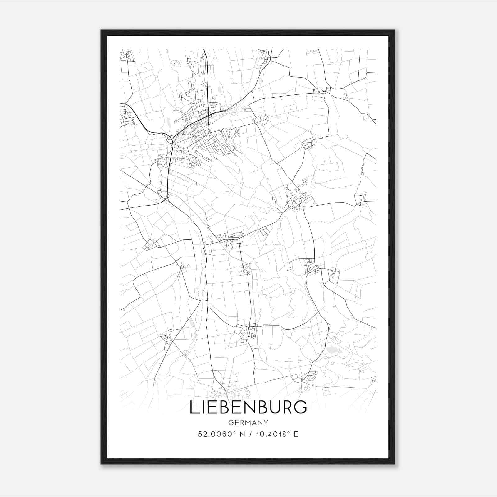 Liebenburg Germany Map Poster, Modern Home Decor Wall Art Print