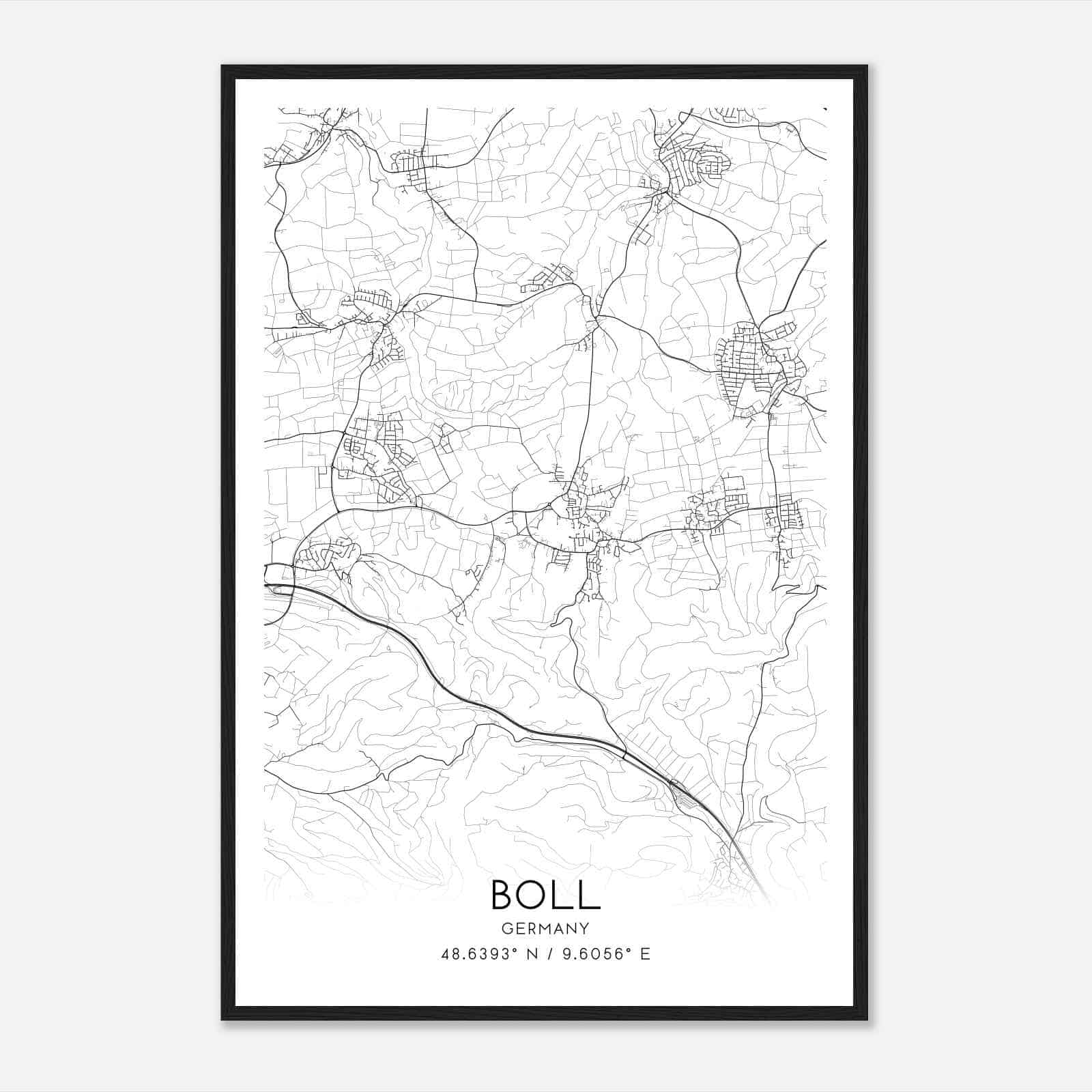 Bad Boll Germany Map Poster, Modern Home Decor Wall Art Print