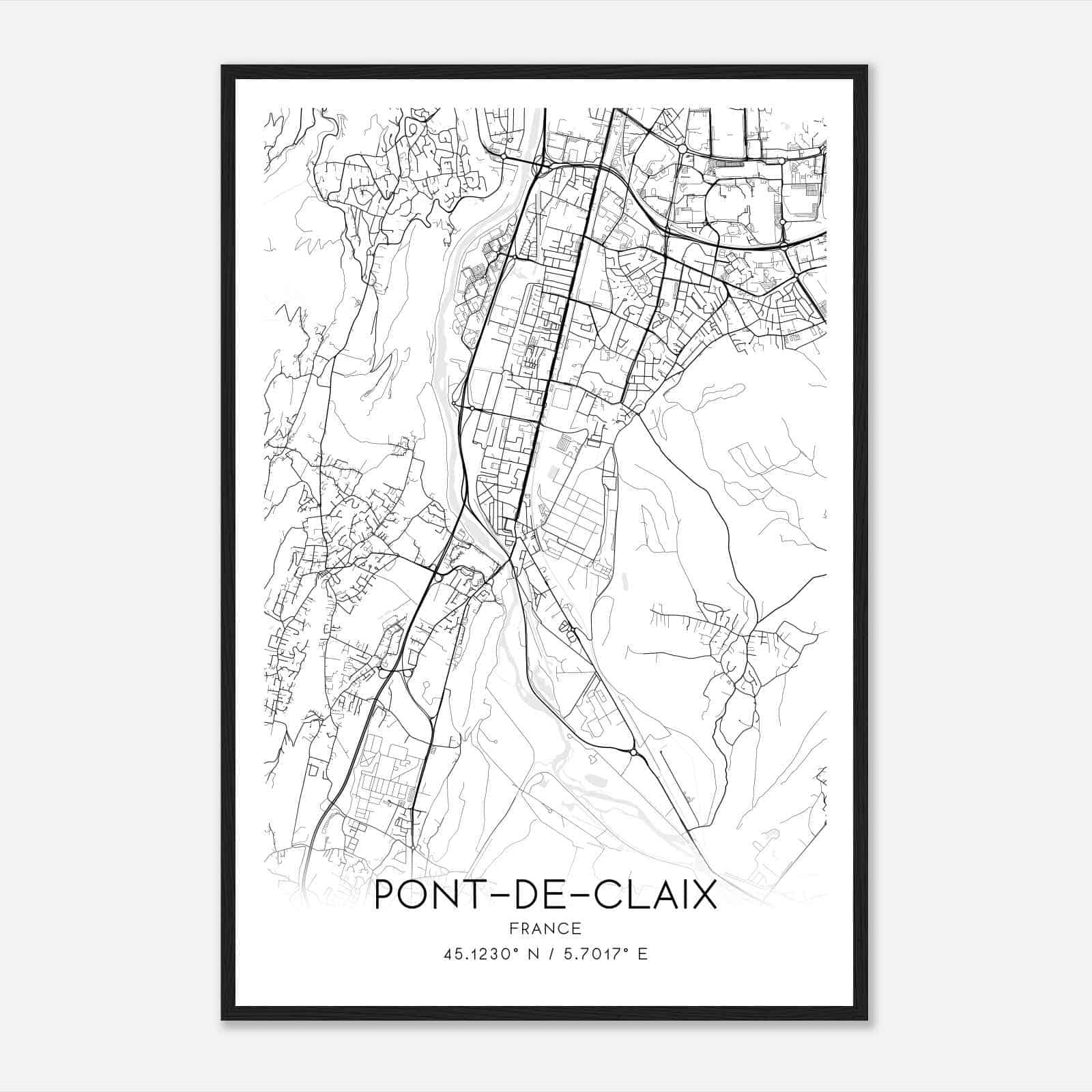 Le Pont-de-Claix France Map Poster, Modern Home Decor Wall Art Print