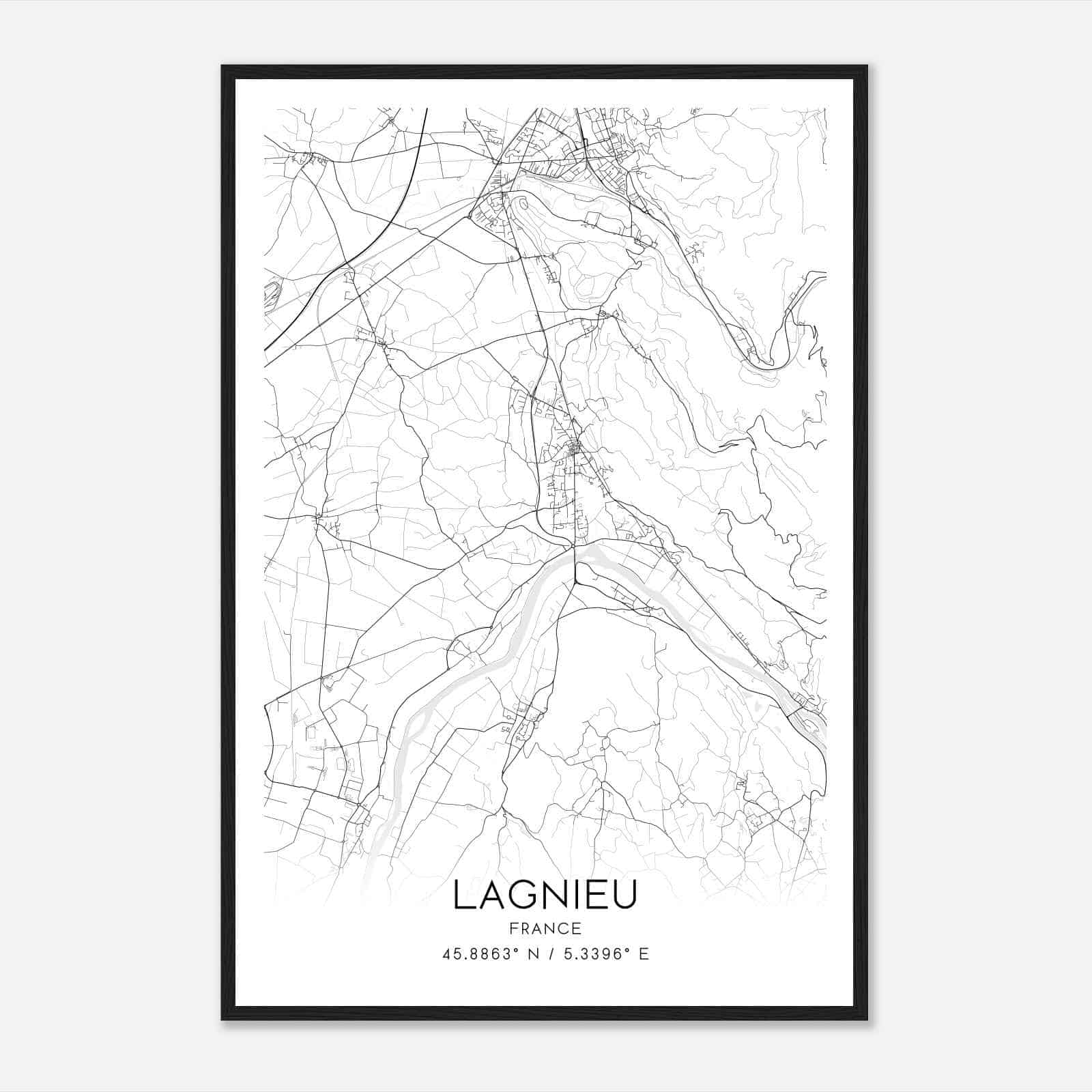 Lagnieu France Map Poster, Modern Home Decor Wall Art Print
