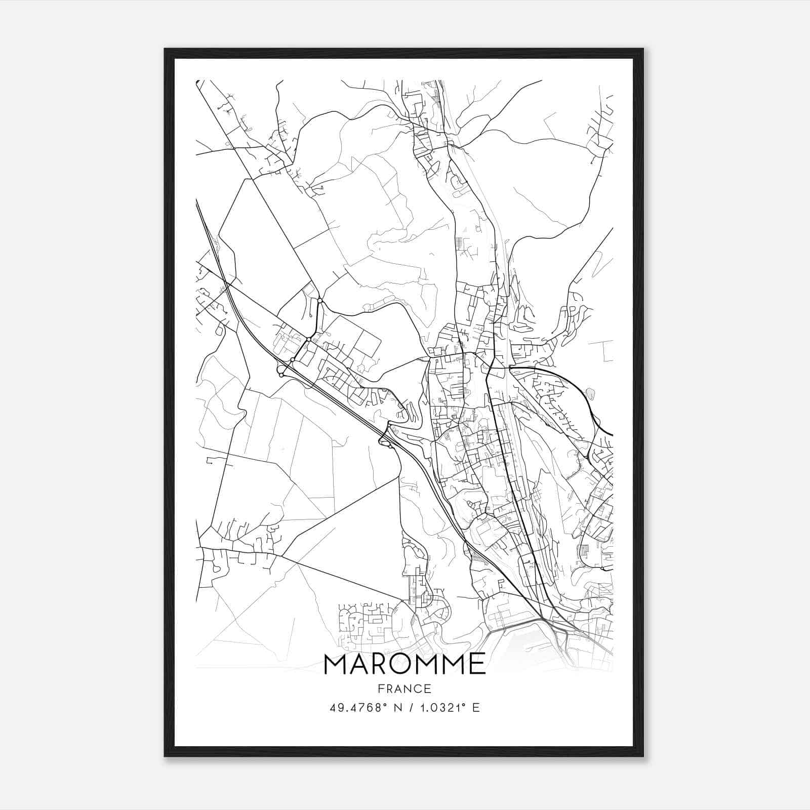 Maromme France Map Poster, Modern Home Decor Wall Art Print