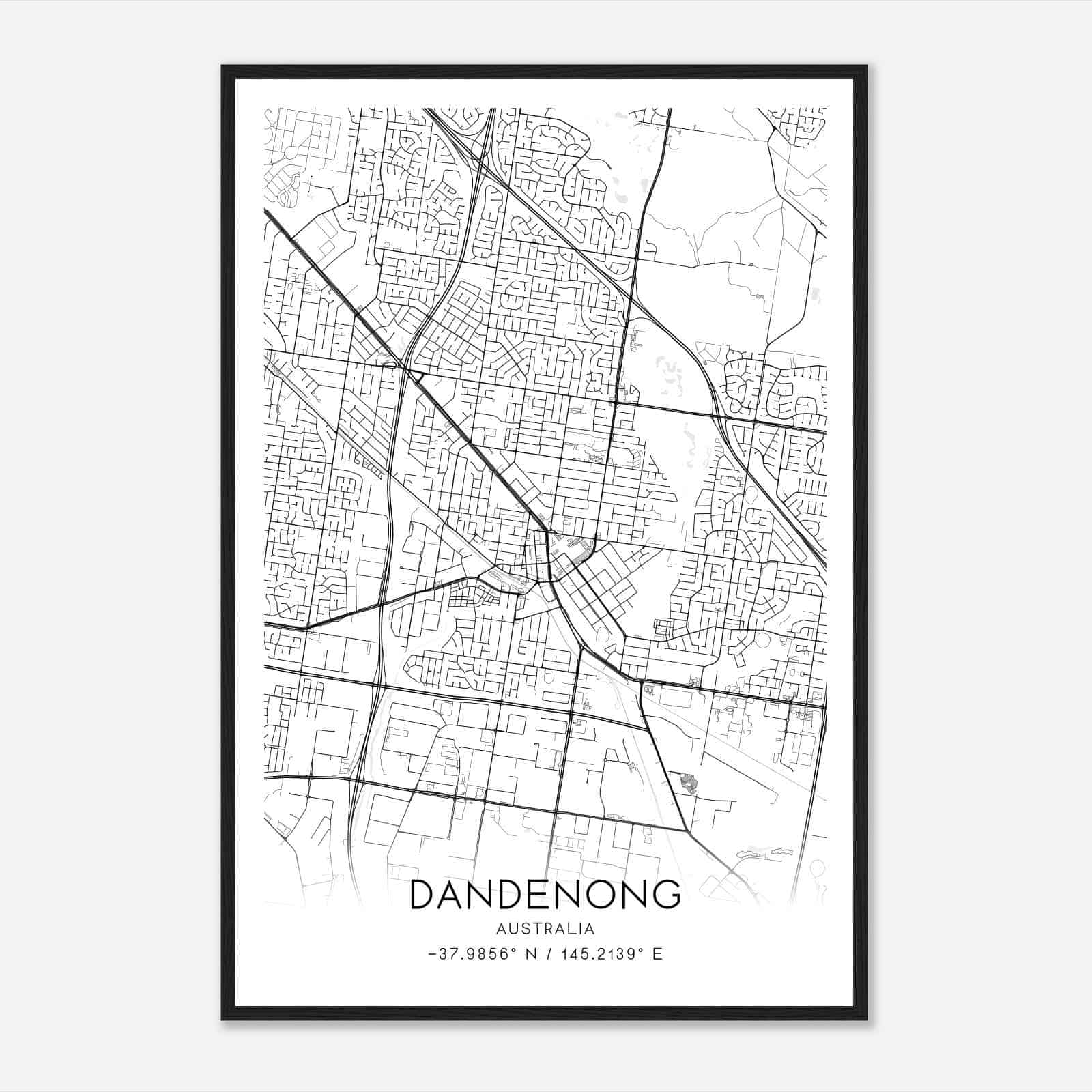 Dandenong Australia Map Poster, Modern Home Decor Wall Art Print