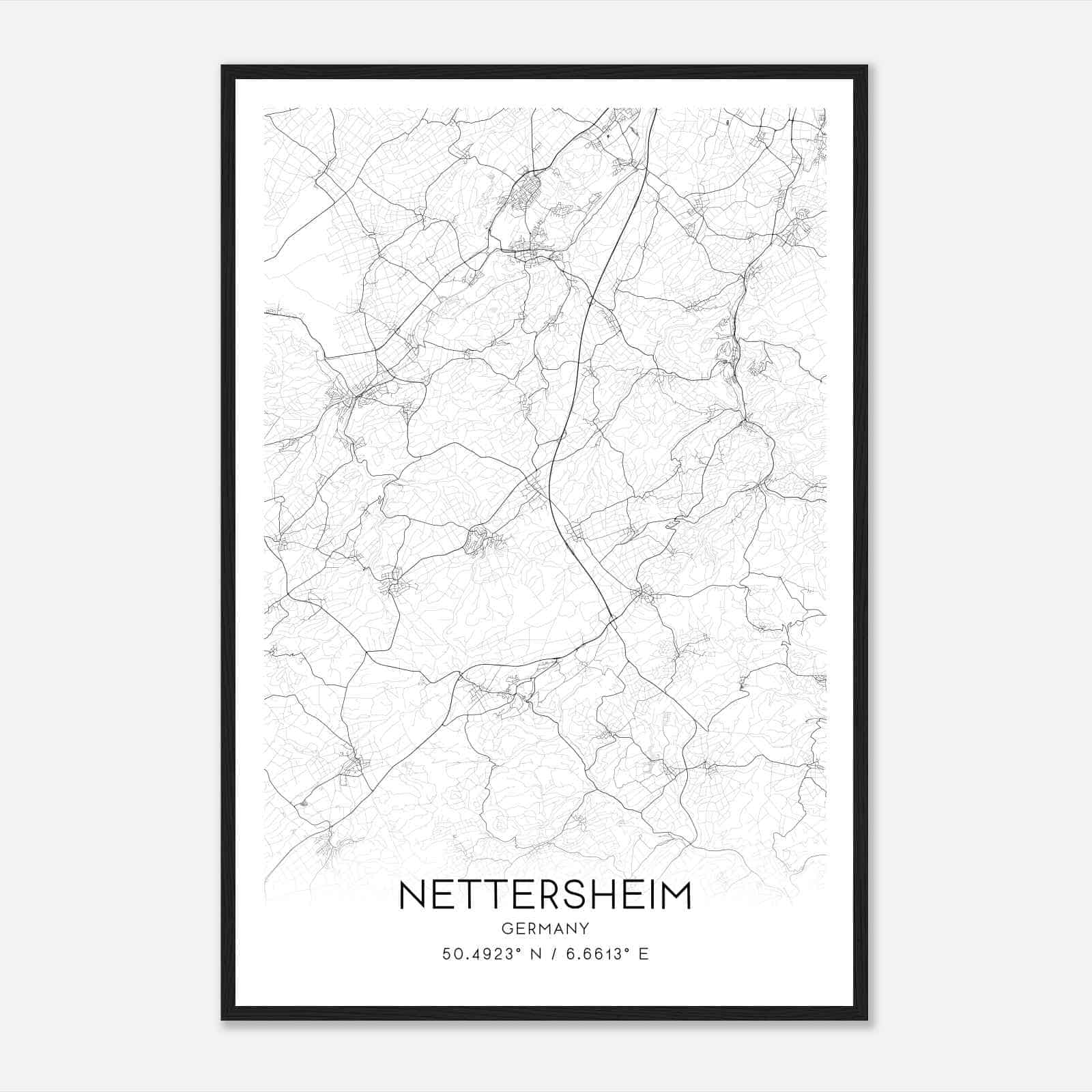 Nettersheim Germany Map Poster, Modern Home Decor Wall Art Print