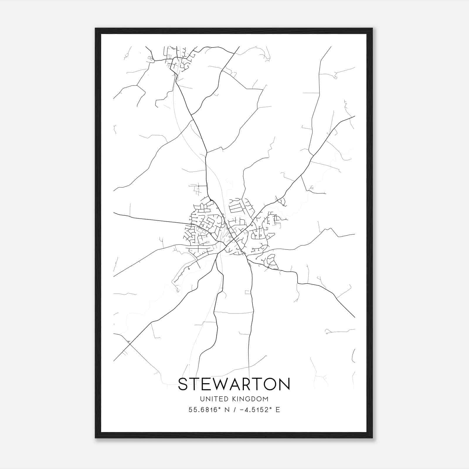 Stewarton United Kingdom Map Poster, Modern Home Decor Wall Art Print