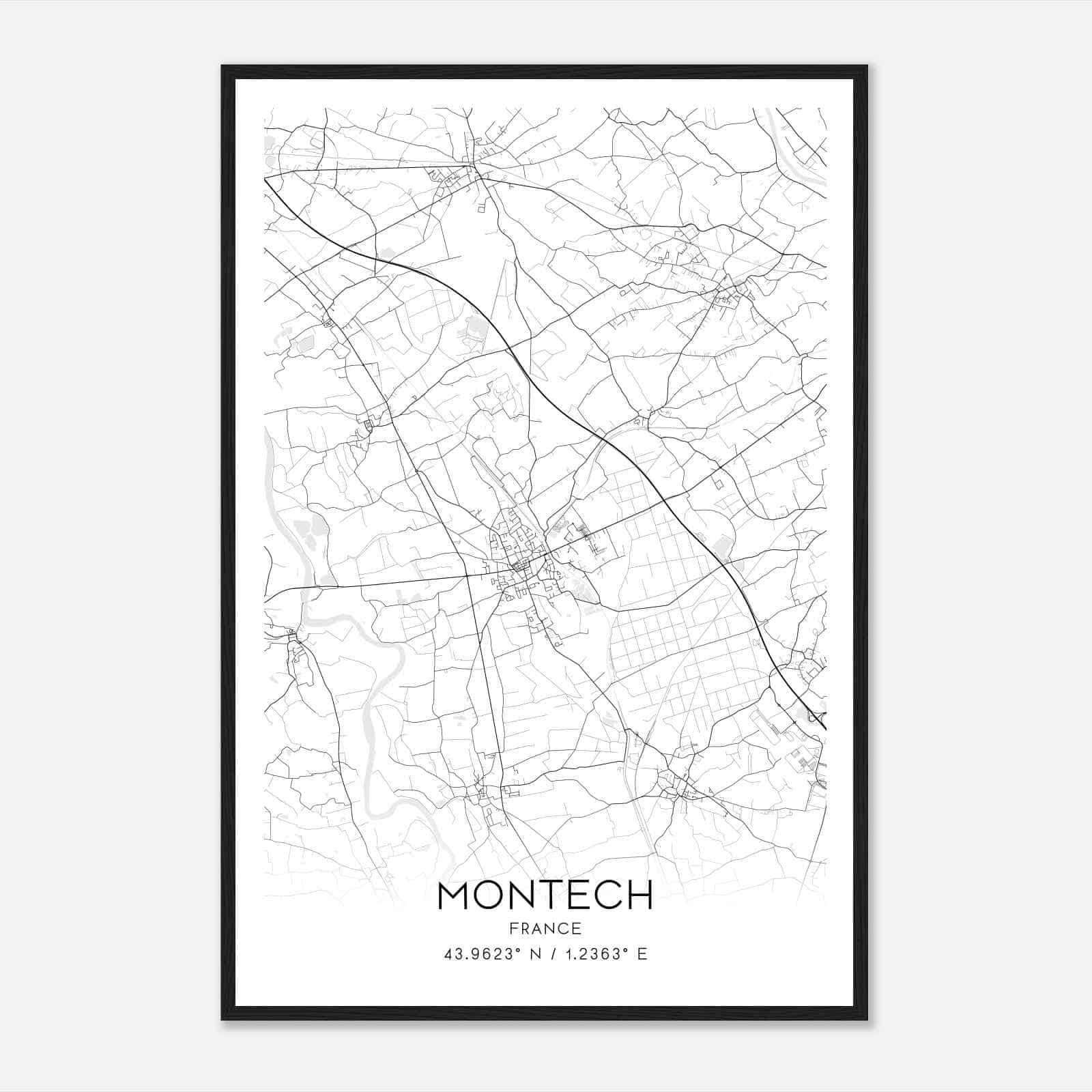Montech France Map Poster, Modern Home Decor Wall Art Print