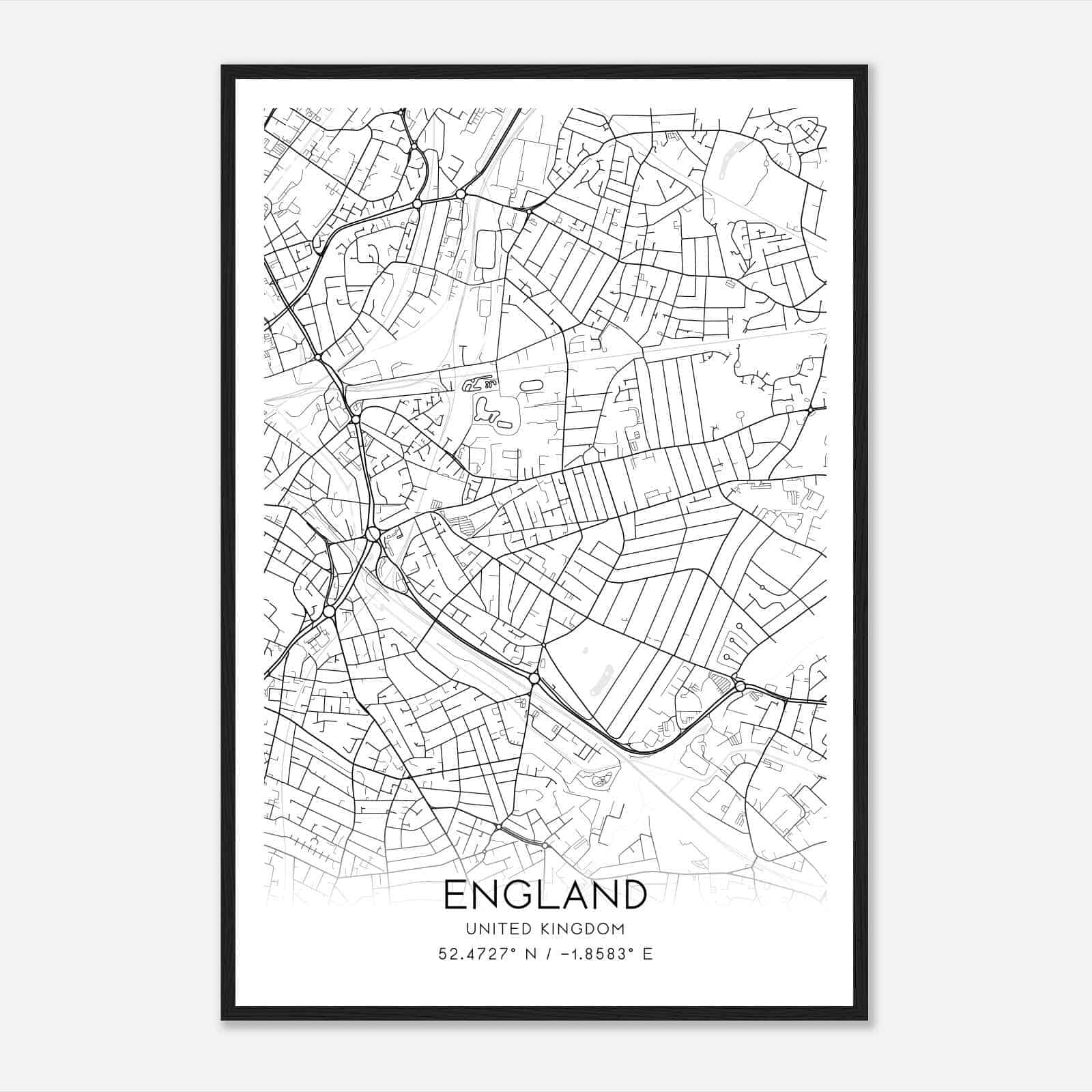 Small Heath United Kingdom Map Poster, Modern Home Decor Wall Art Print