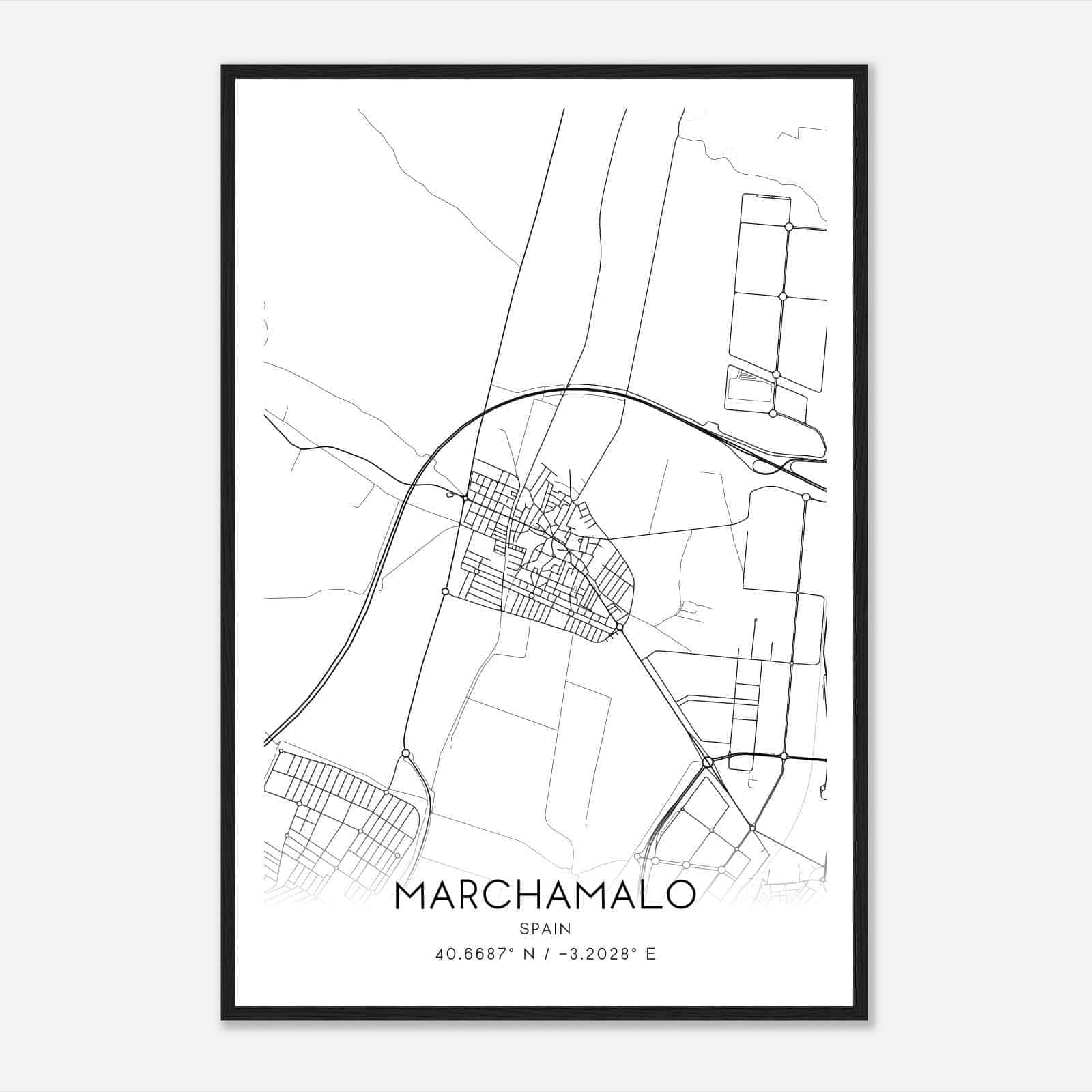 Marchamalo Spain Map Poster, Modern Home Decor Wall Art Print