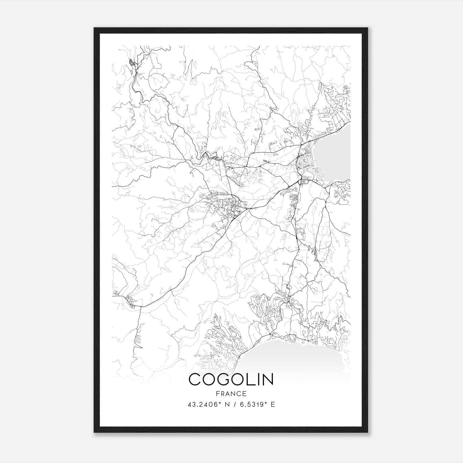 Cogolin France Map Poster, Modern Home Decor Wall Art Print