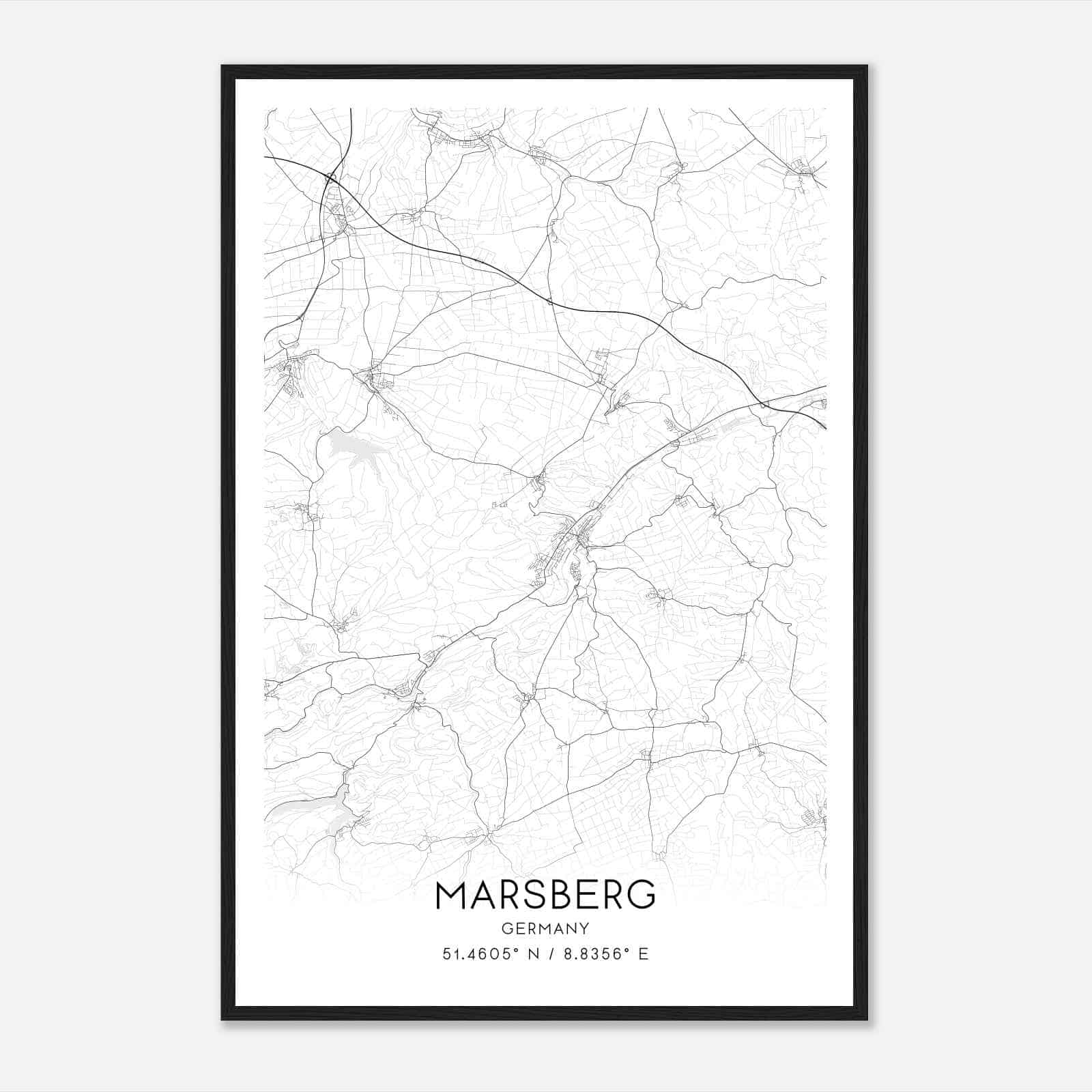 Marsberg Germany Map Poster, Modern Home Decor Wall Art Print