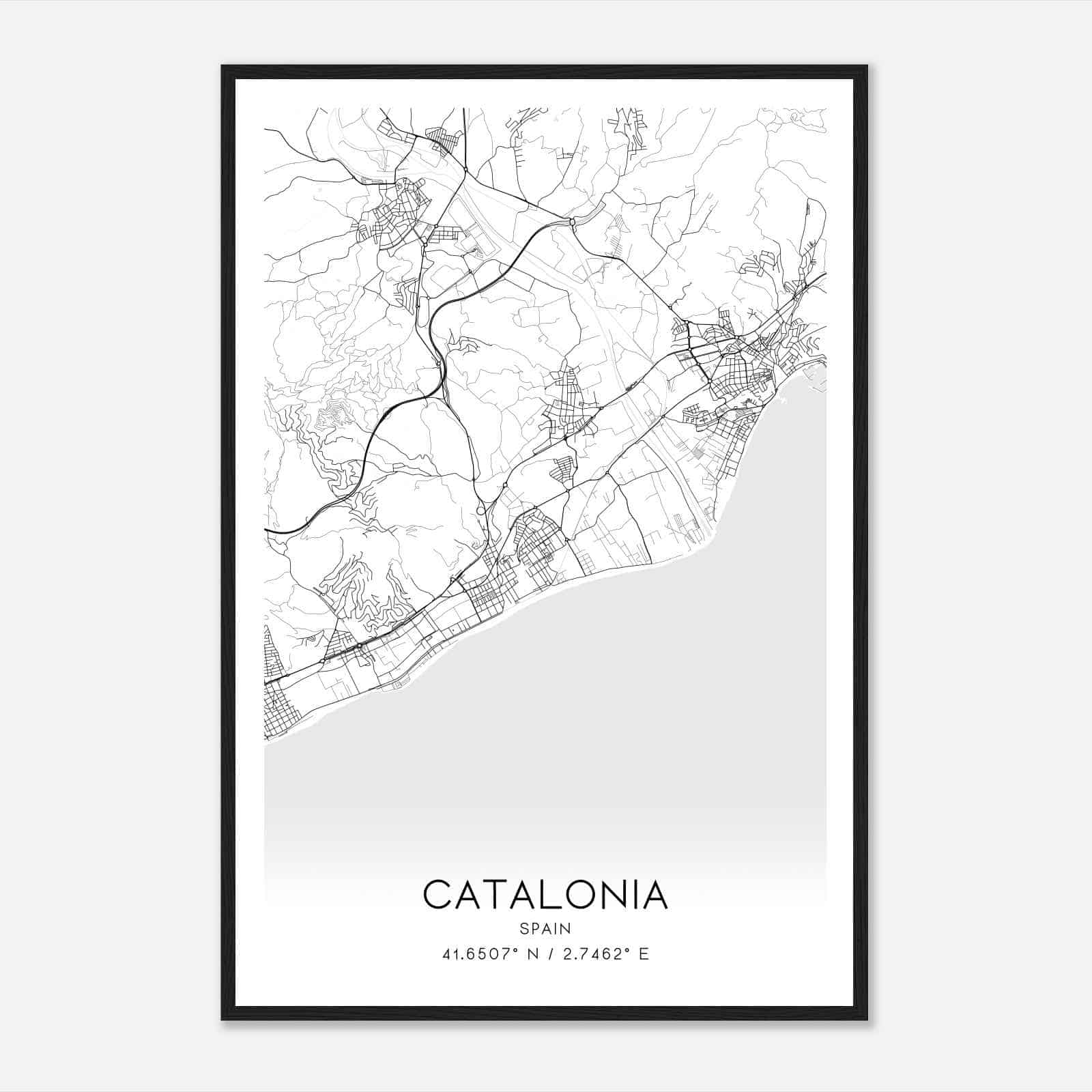 Malgrat de Mar Spain Map Poster, Modern Home Decor Wall Art Print