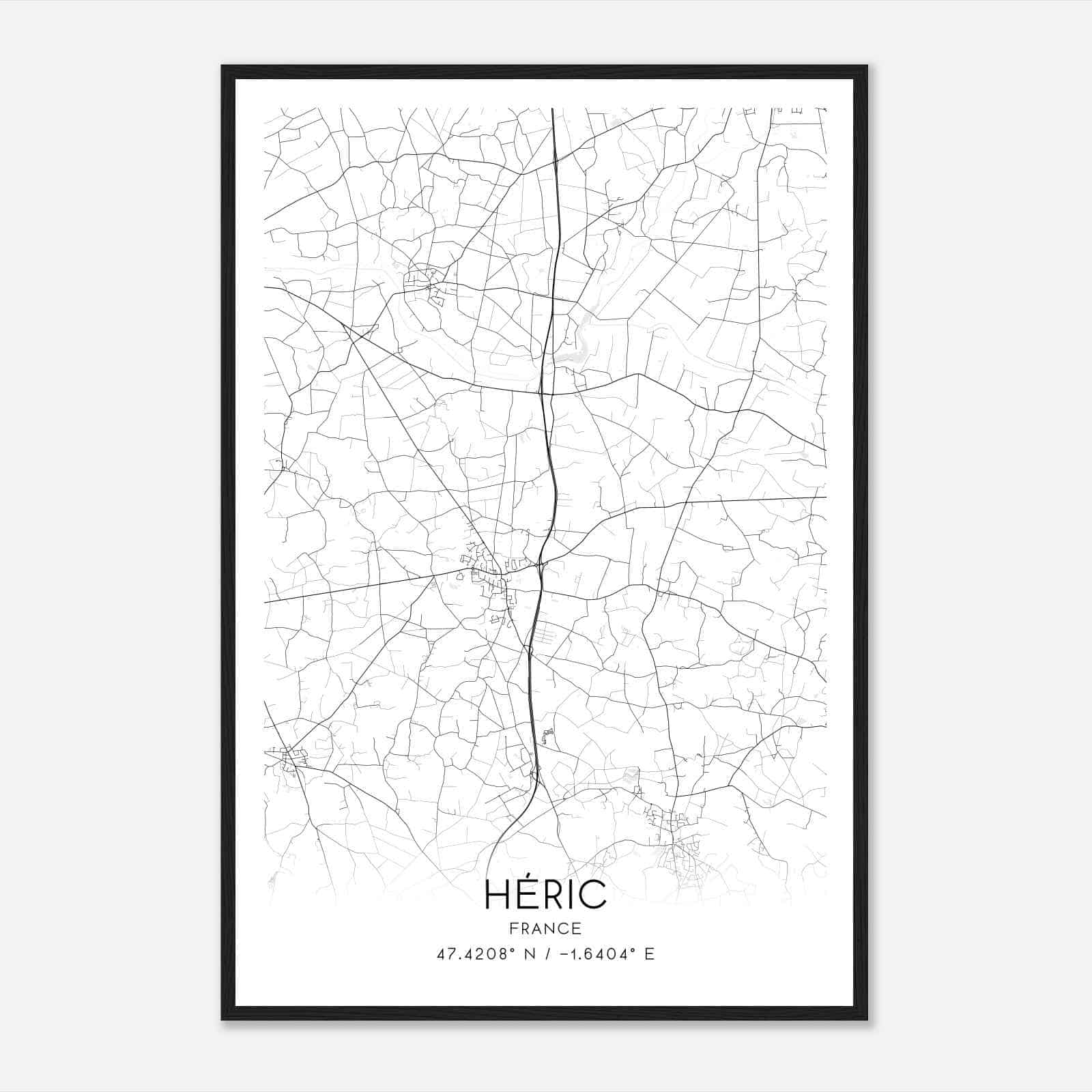 Heric France Map Poster, Modern Home Decor Wall Art Print