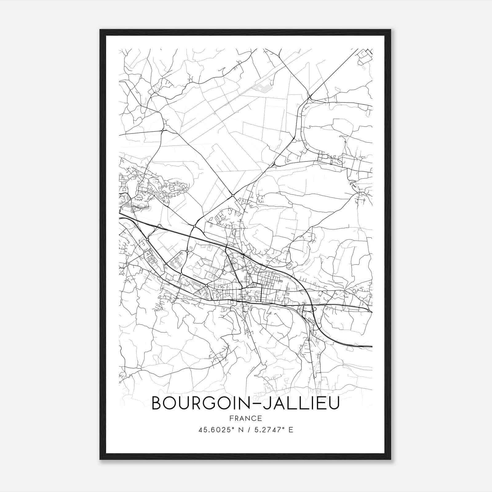Bourgoin-Jallieu France Map Poster, Modern Home Decor Wall Art Print