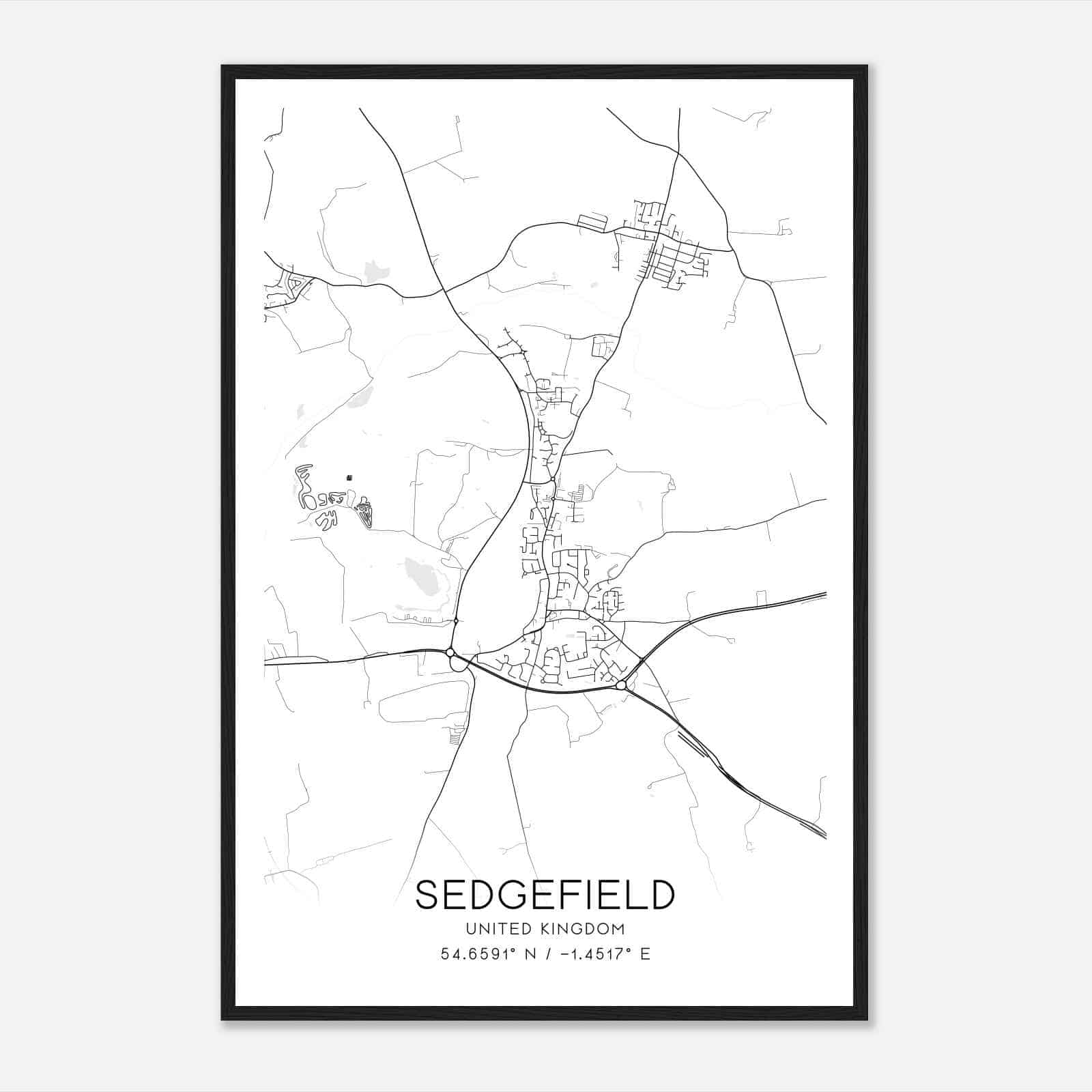 Sedgefield United Kingdom Map Poster, Modern Home Decor Wall Art Print Sedgefield United Kingdom Map Poster, Modern Home Decor Wall Art Print