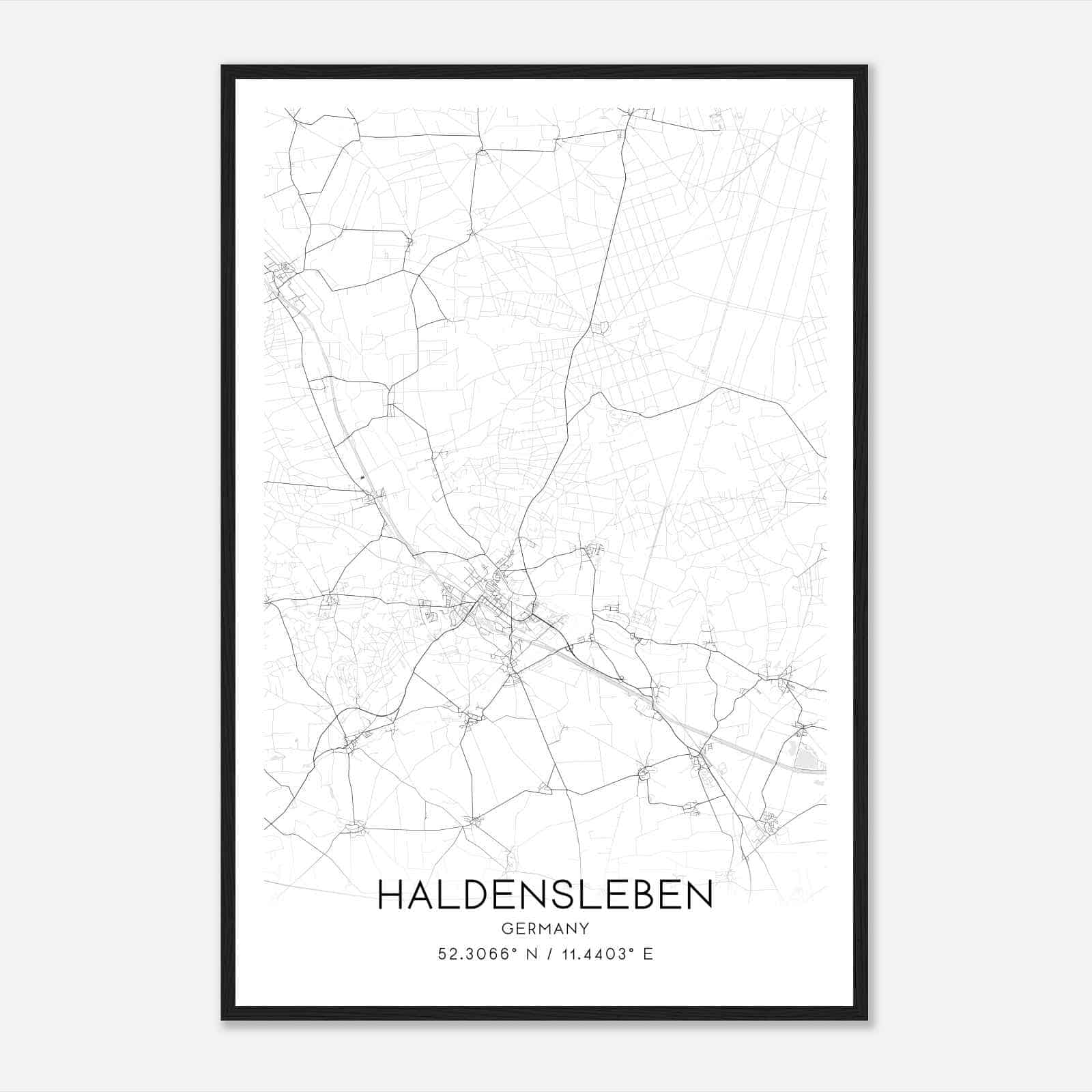 Haldensleben Germany Map Poster, Modern Home Decor Wall Art Print