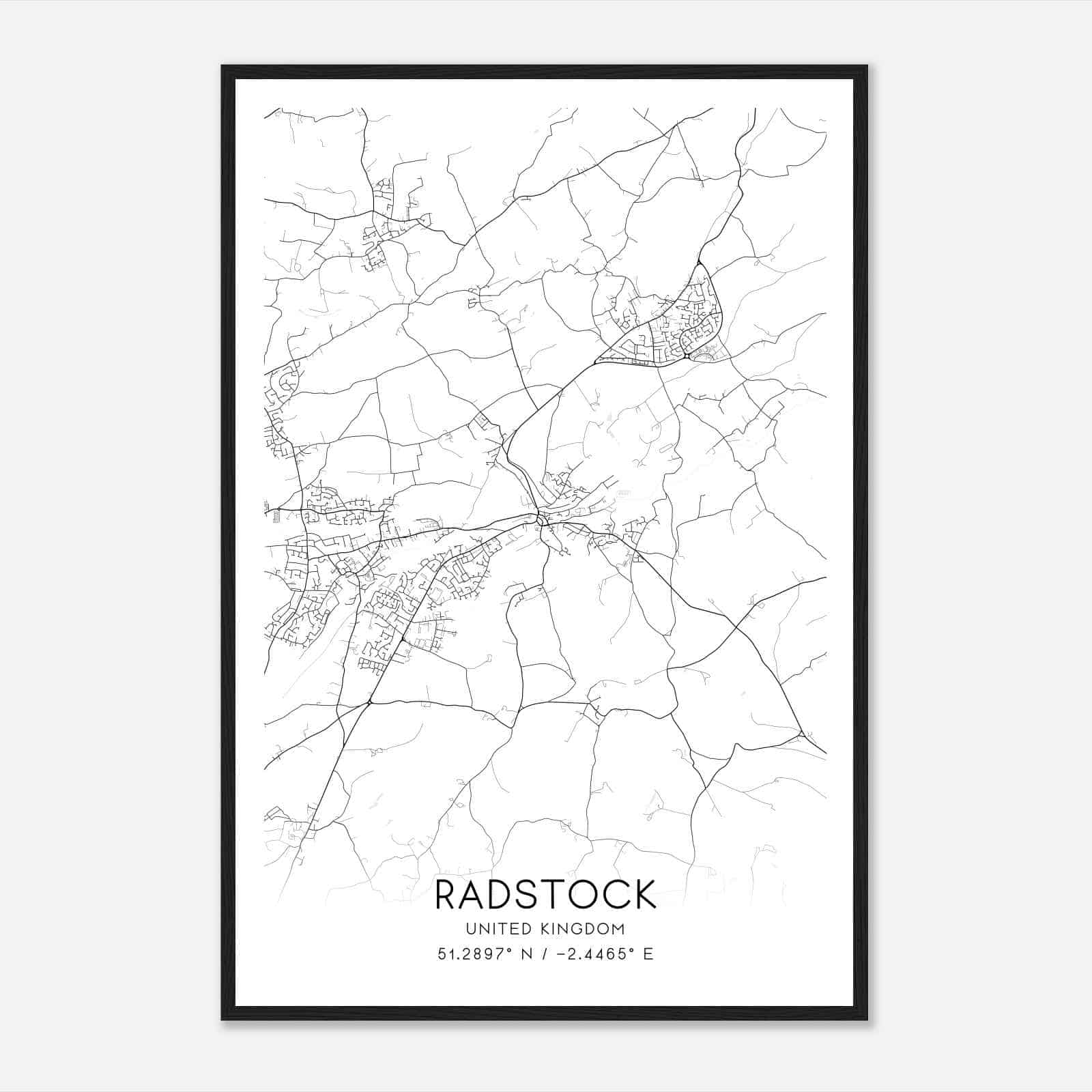 Radstock United Kingdom Map Poster, Modern Home Decor Wall Art Print