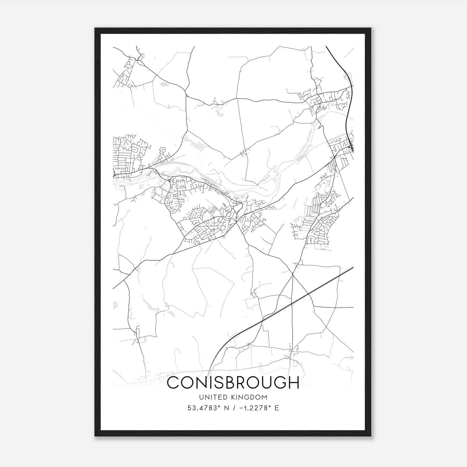 Conisbrough United Kingdom Map Poster, Modern Home Decor Wall Art Print