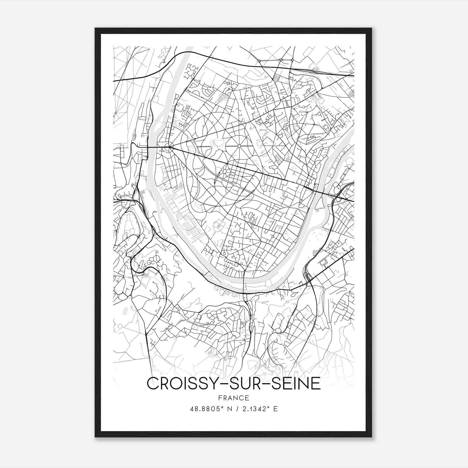 Croissy-sur-Seine France Map Poster, Modern Home Decor Wall Art Print