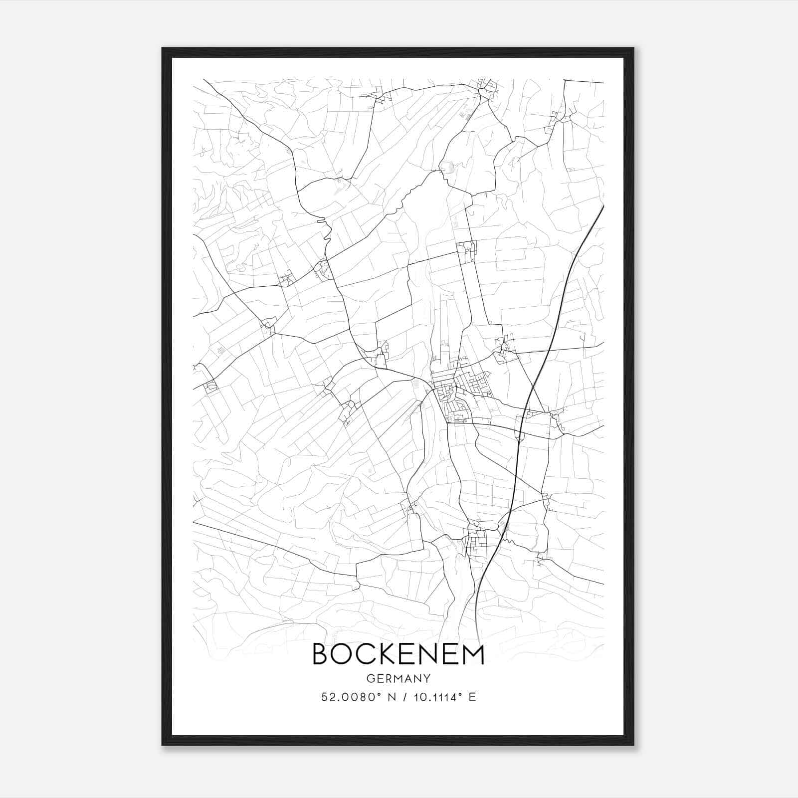 Bockenem Germany Map Poster, Modern Home Decor Wall Art Print