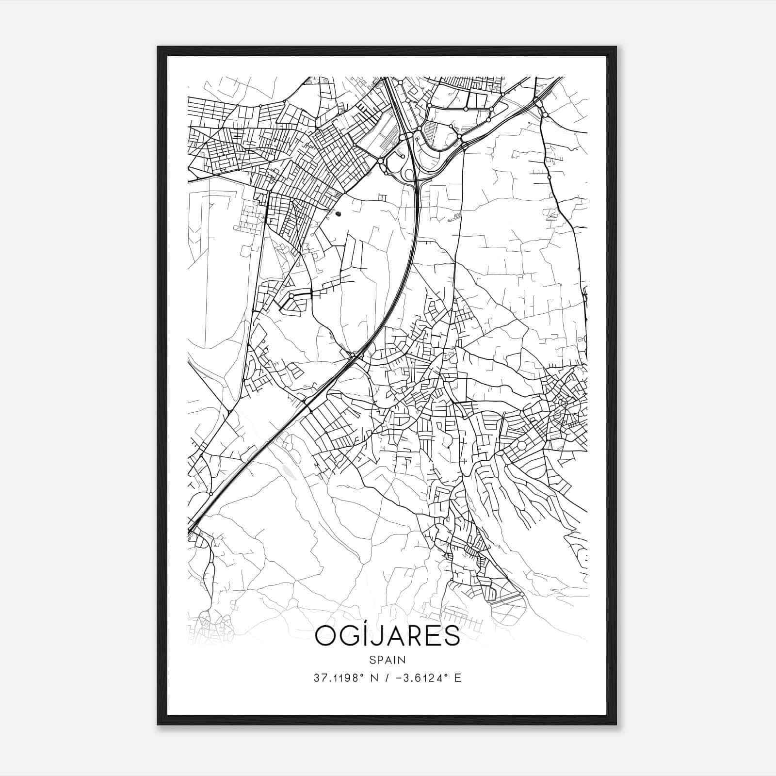 Ogijares Spain Map Poster, Modern Home Decor Wall Art Print
