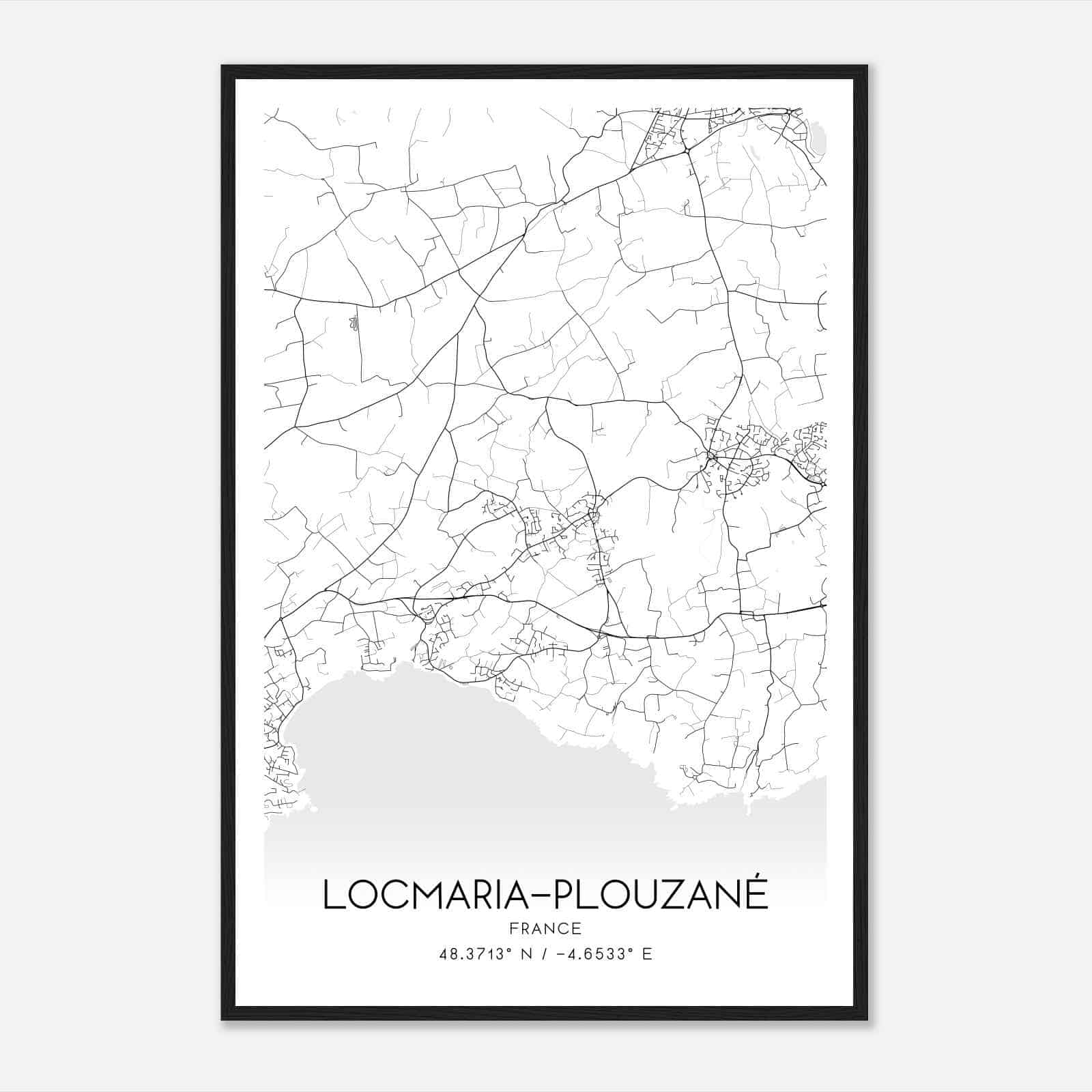 Locmaria-Plouzane France Map Poster, Modern Home Decor Wall Art Print
