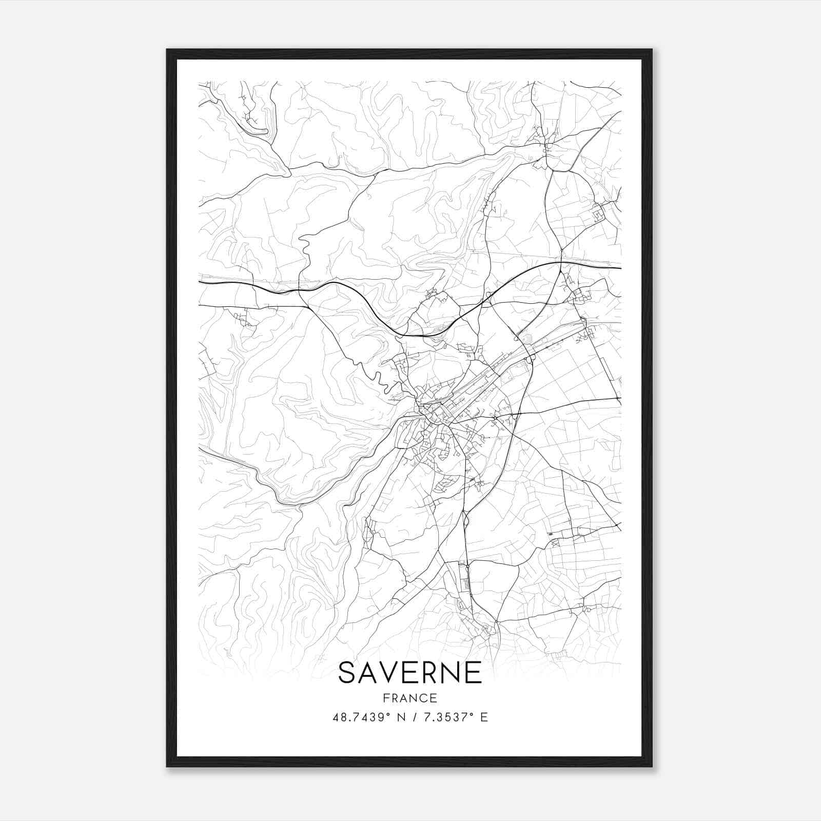 Saverne France Map Poster, Modern Home Decor Wall Art Print