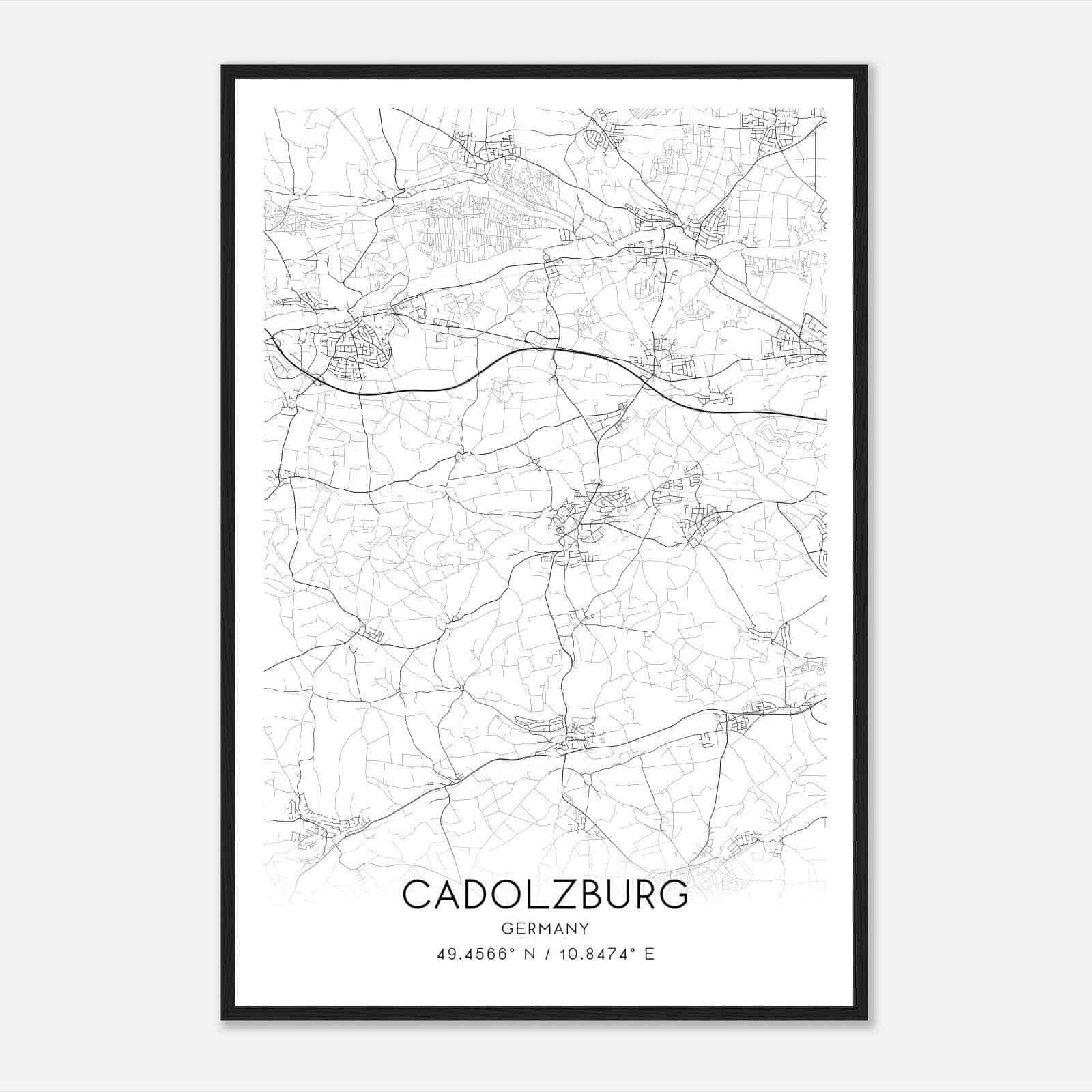 Cadolzburg Germany Map Poster, Modern Home Decor Wall Art Print