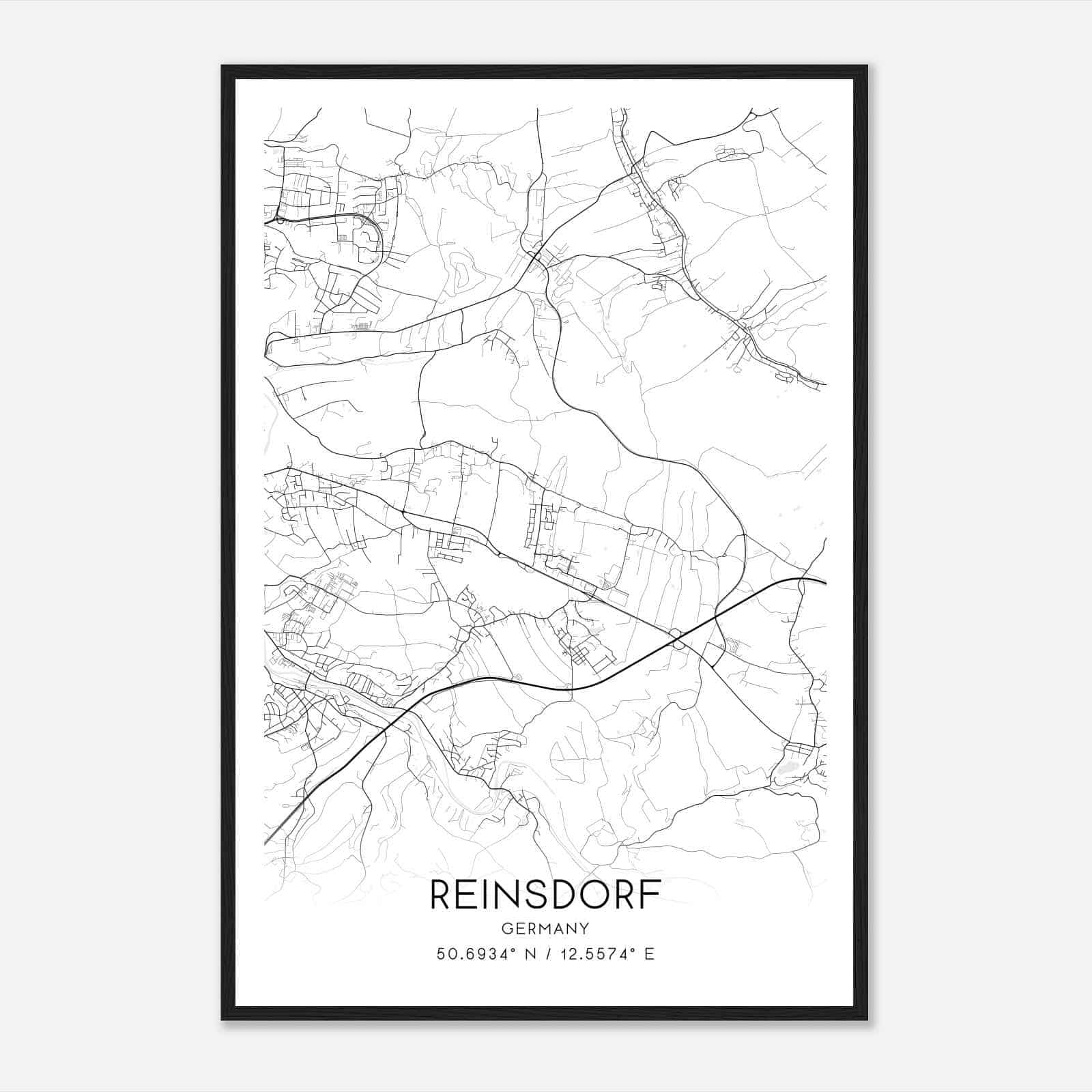 Reinsdorf Germany Map Poster, Modern Home Decor Wall Art Print