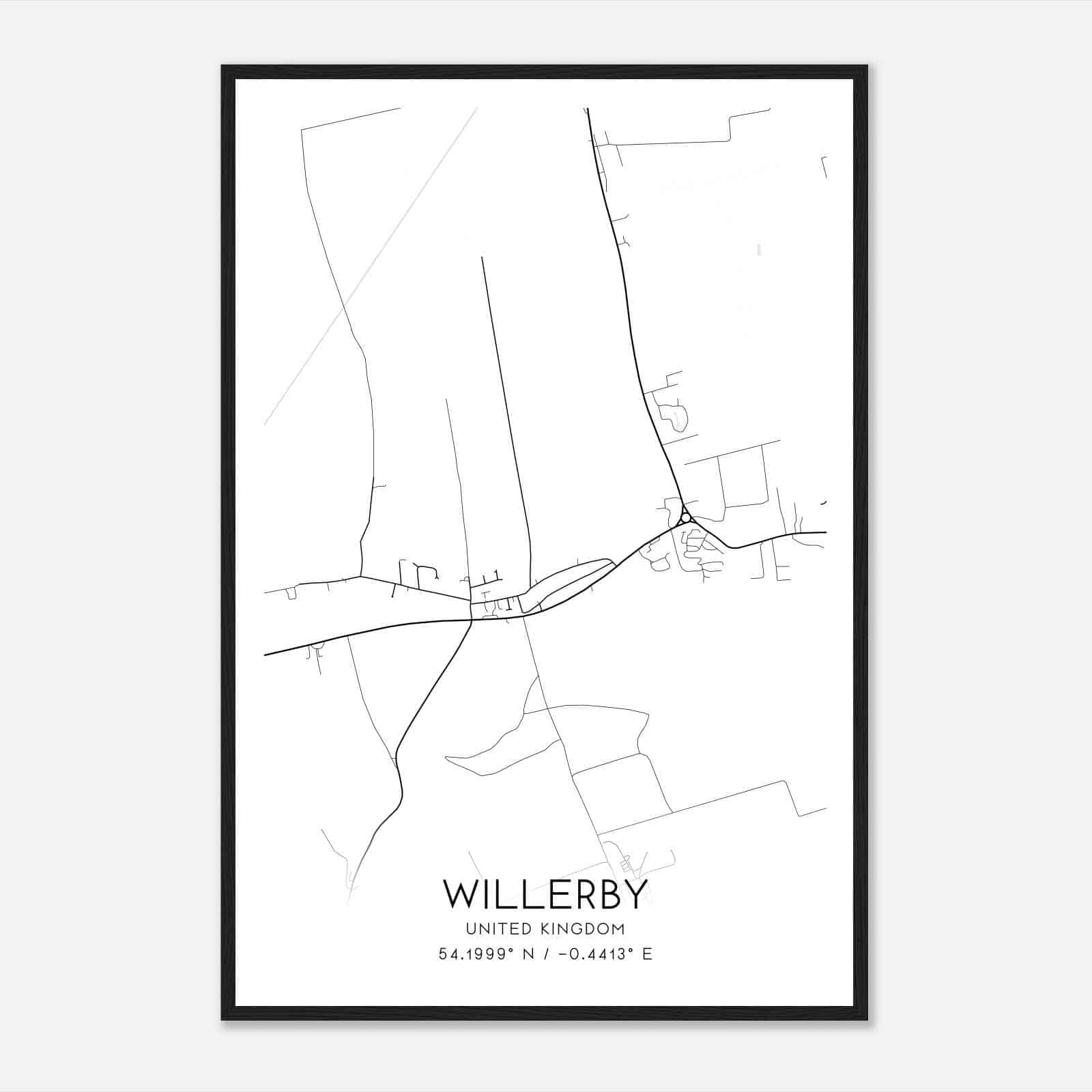 Willerby United Kingdom Map Poster, Modern Home Decor Wall Art Print