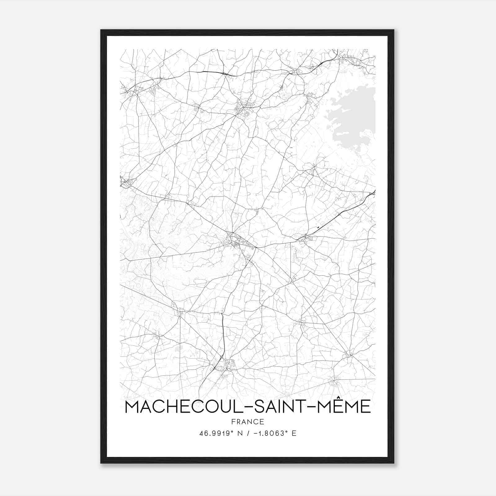 Machecoul France Map Poster, Modern Home Decor Wall Art Print