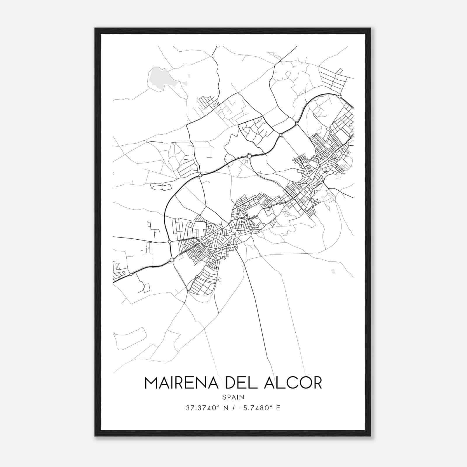 Mairena del Alcor Spain Map Poster, Modern Home Decor Wall Art Print