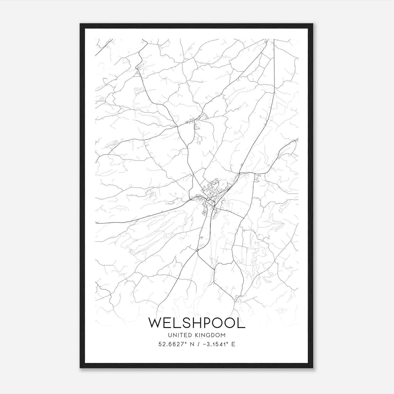 Welshpool United Kingdom Map Poster, Modern Home Decor Wall Art Print