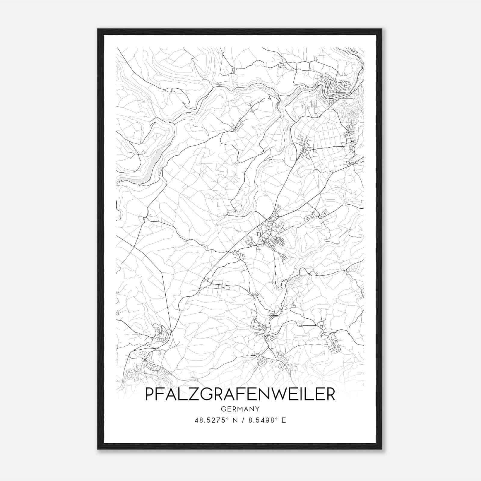 Pfalzgrafenweiler Germany Map Poster, Modern Home Decor Wall Art Print