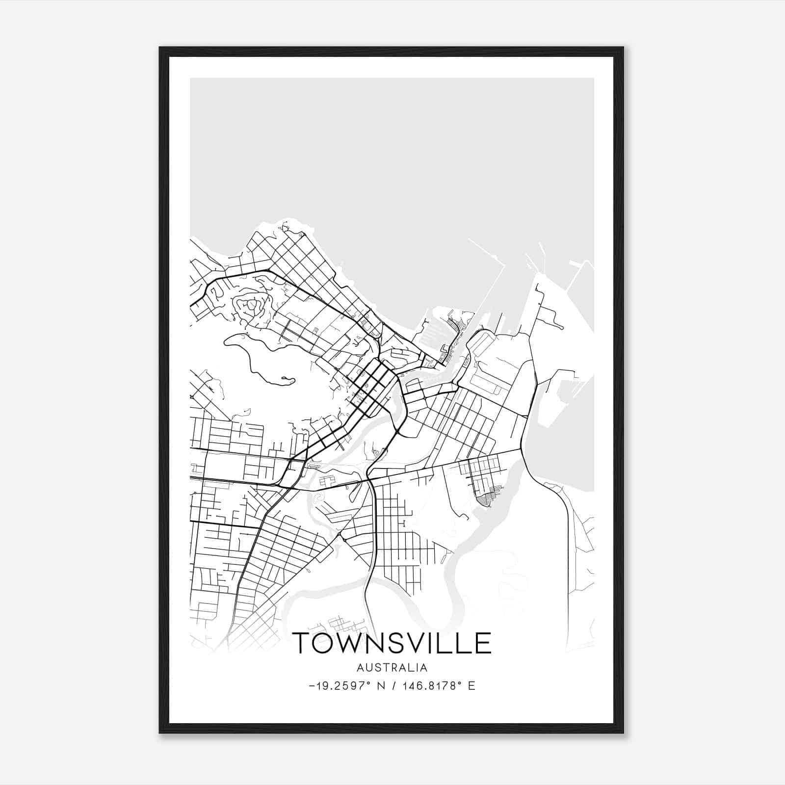 Townsville Australia Map Poster, Modern Home Decor Wall Art Print Custom Maps & Posters