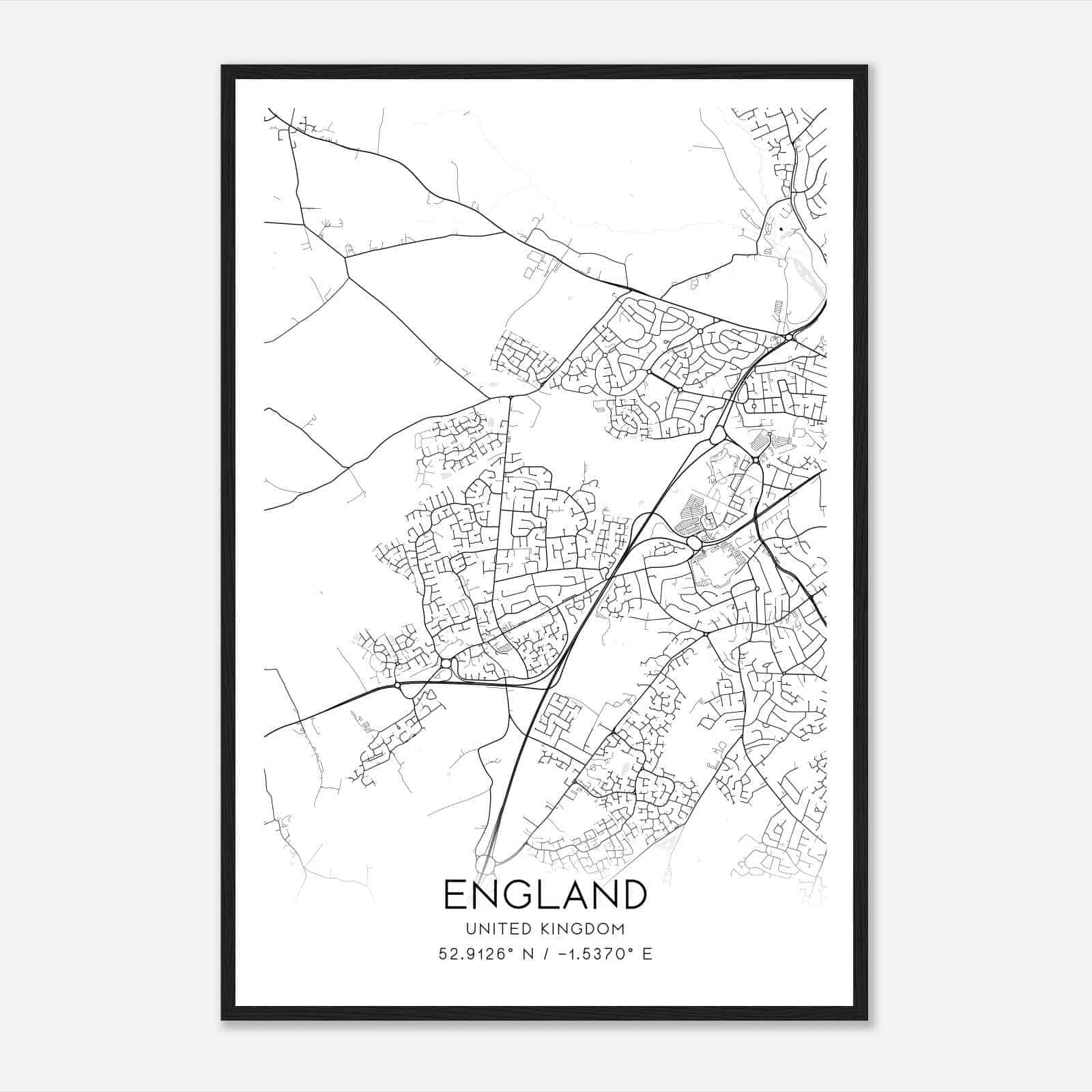 Mickleover United Kingdom Map Poster, Modern Home Decor Wall Art Print