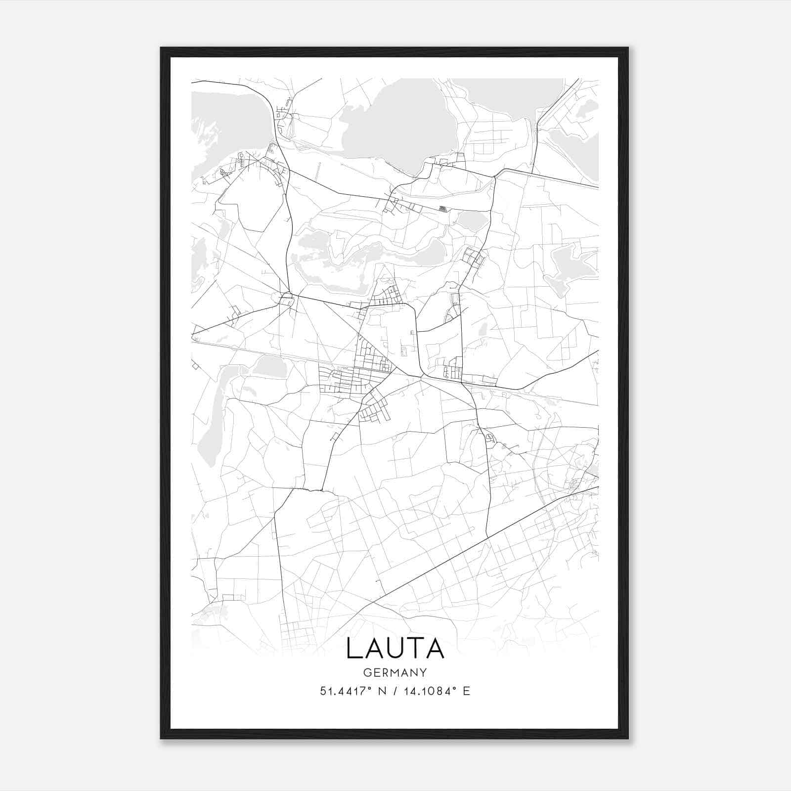 Lauta Germany Map Poster, Modern Home Decor Wall Art Print